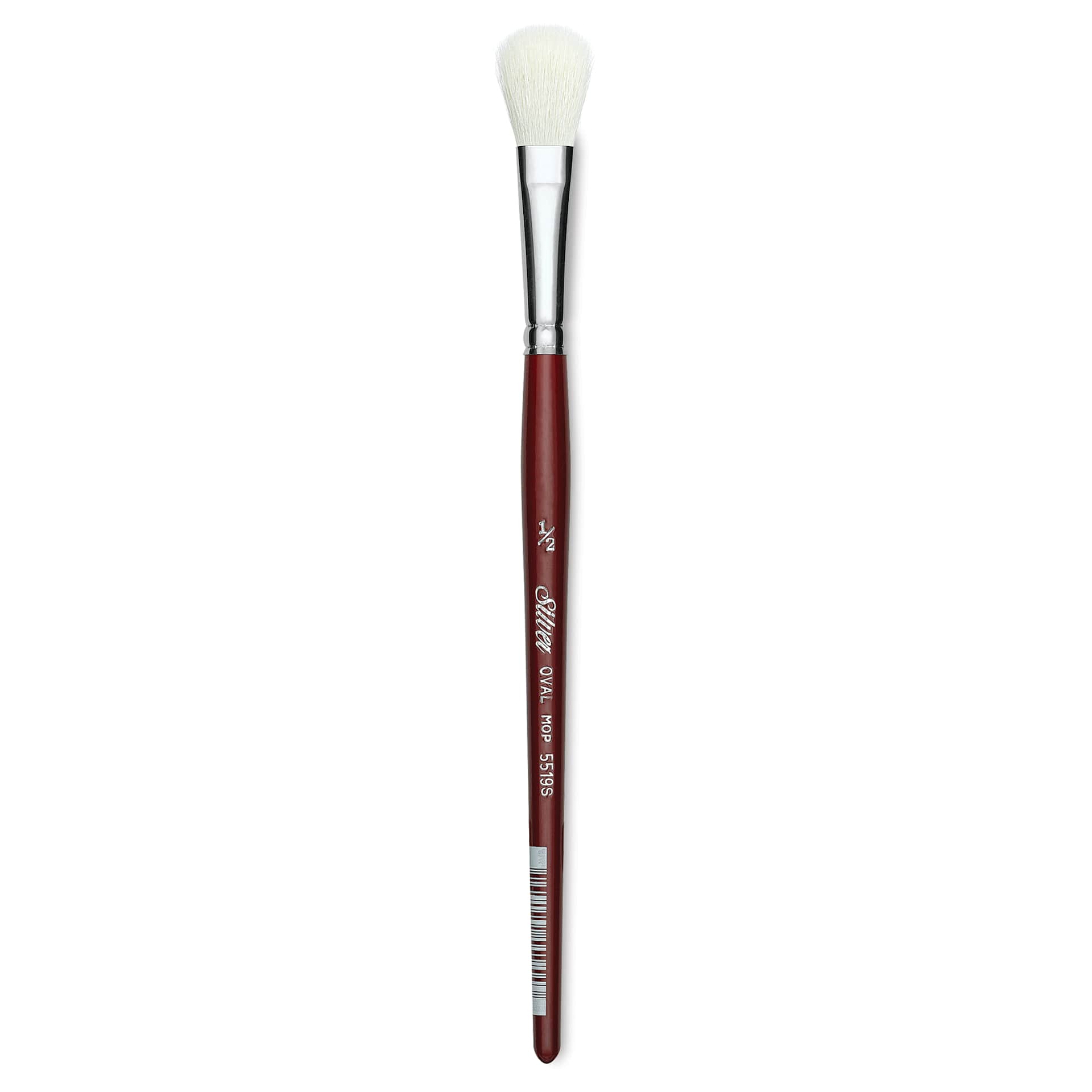 Silver Brush White Synthetic Goat Silver Mop Brush - Oval, Size 1/2", Short Handle (full length)