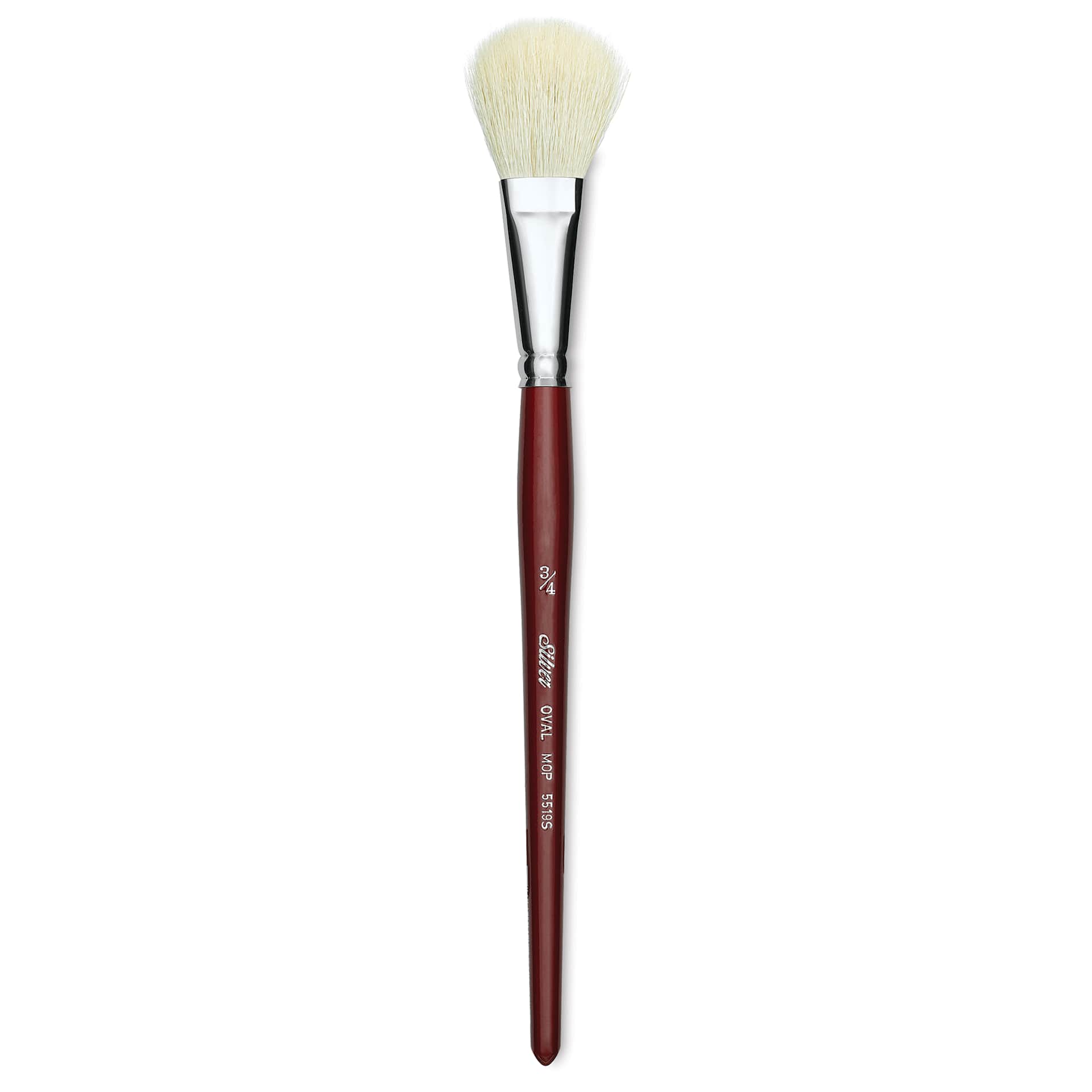 Silver Brush White Synthetic Goat Silver Mop Brush - Oval, Size 3/4", Short Handle (full length)