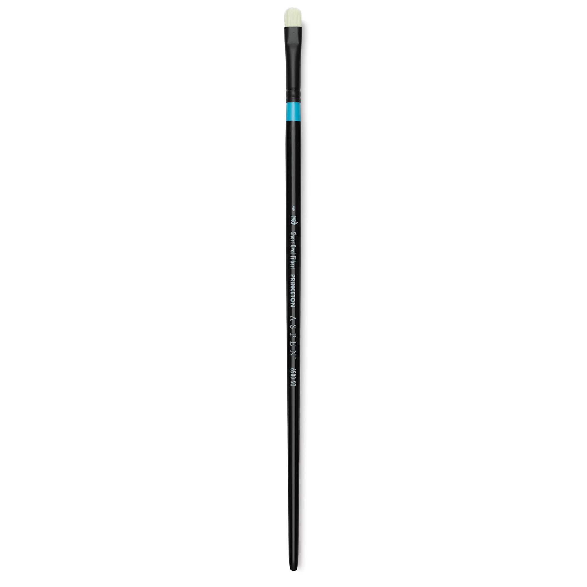 Princeton Series 6500 Aspen Synthetic Brush - Size 4, Short Oval Filbert, Long Handle