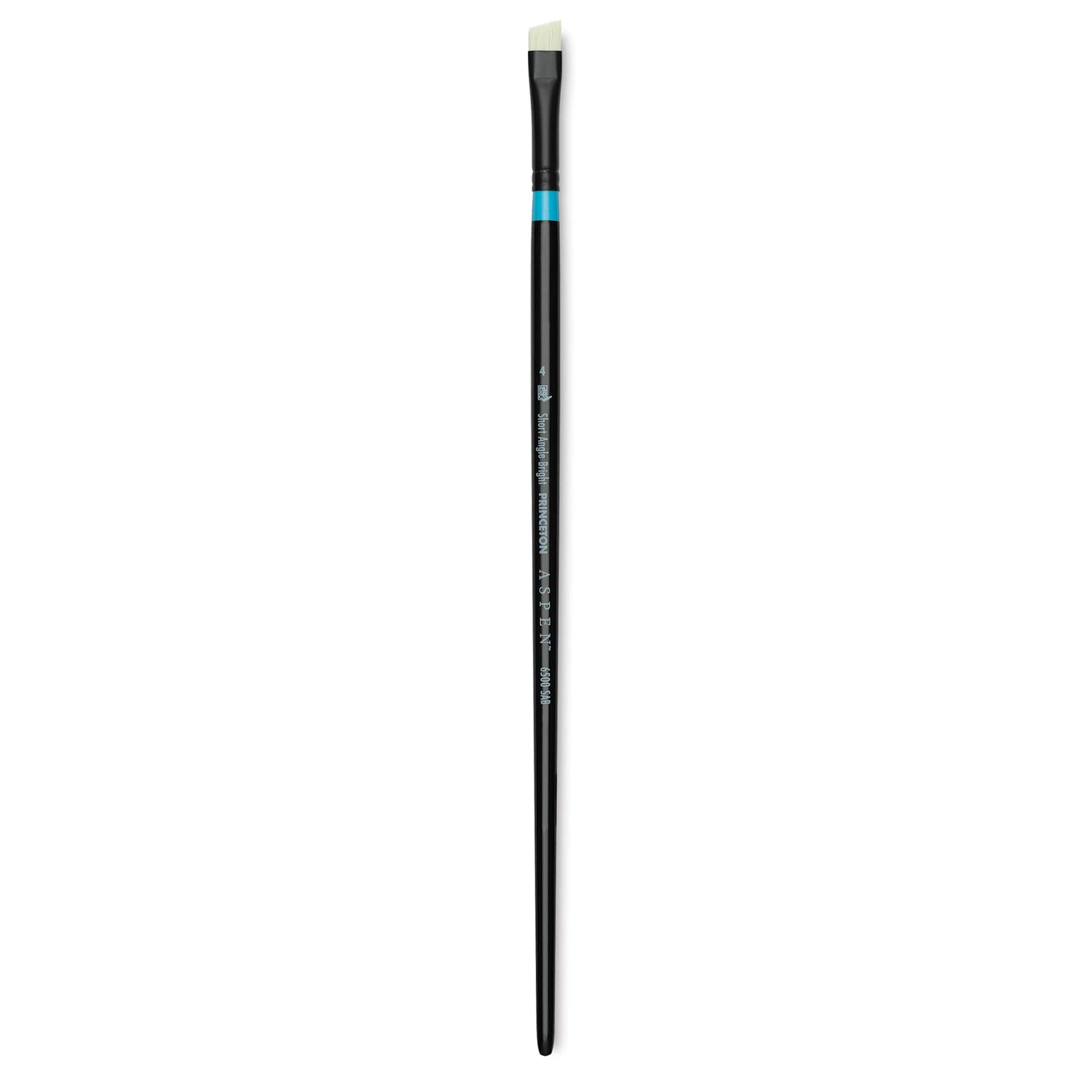 Princeton Series 6500 Aspen Synthetic Brush - Size 4, Short Angle Bright, Long Handle