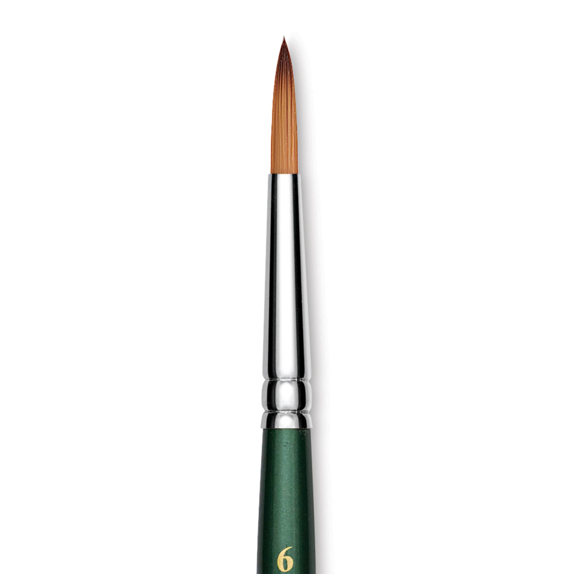 Utrecht Series 6150 Synthetic Golden Taklon Watercolor Brush - Round, Size 6, Short Handle