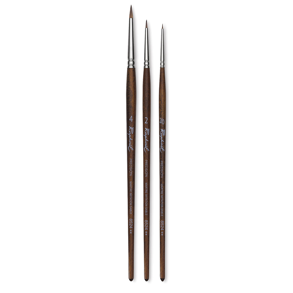 Raphaél Precision Brushes - 3 Retouch brushes shown upright