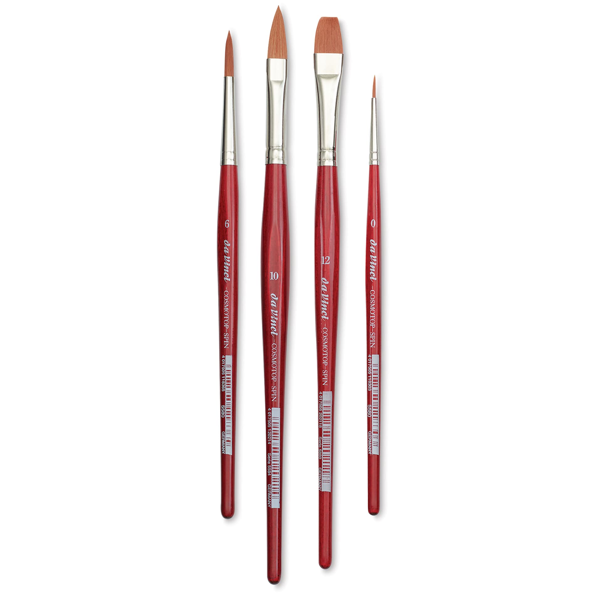 Da Vinci Cosmotop Spin Brushes - Assorted, Short Handle, Set of 4 with Carrying Bag