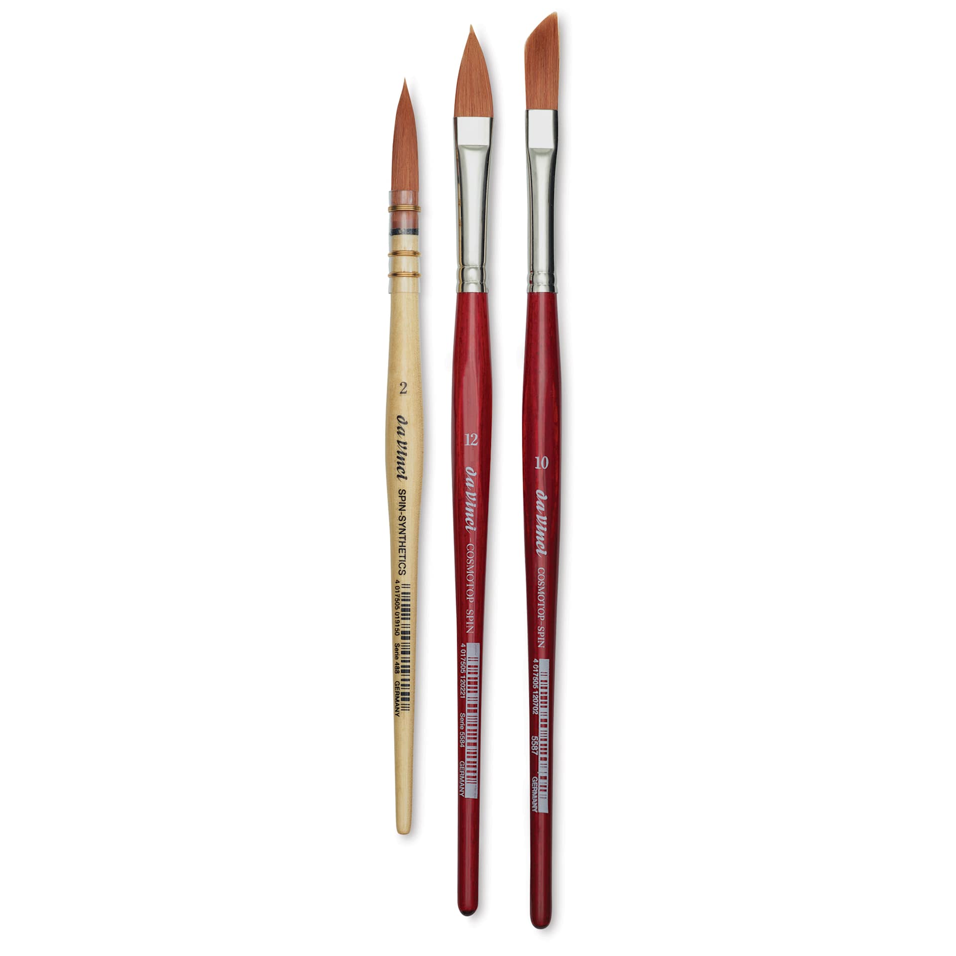 Da Vinci Cosmotop Spin Brushes - Assorted, Short Handle, Box Set of 3