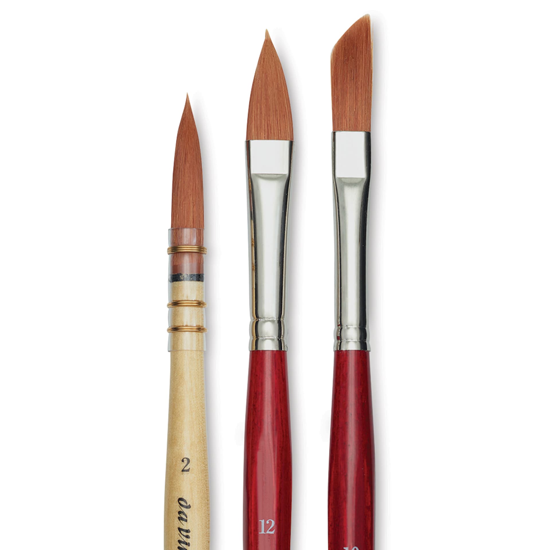 Da Vinci Cosmotop Spin Brushes - Assorted, Short Handle, Box Set of 3, close up