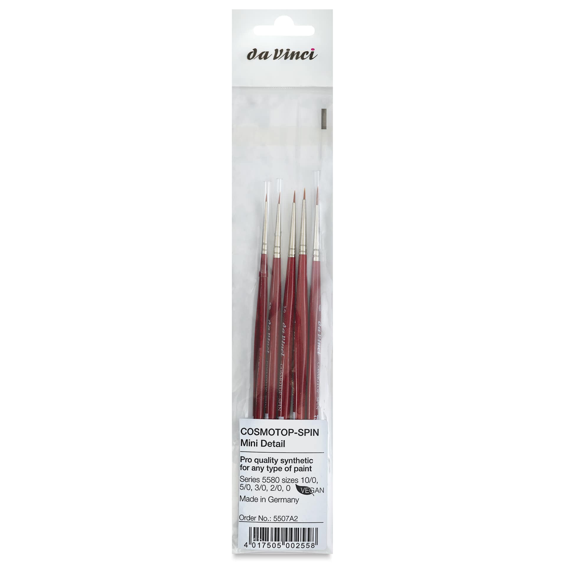 Da Vinci Cosmotop Spin Brushes - Round, Mini Detail Set of 5, front of the packaging