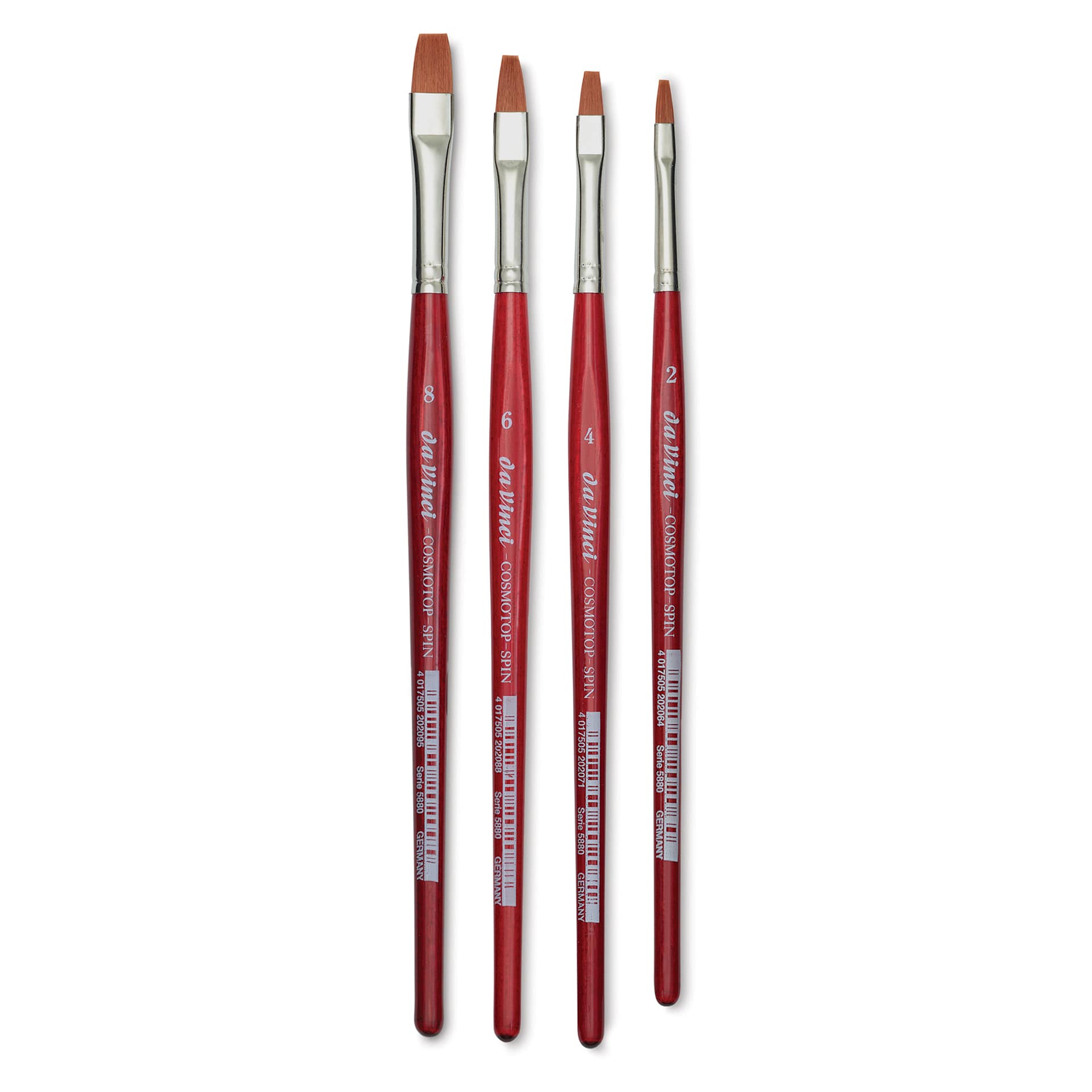Da Vinci Cosmotop Spin Brushes - Flat, Short Handle, Set of 4