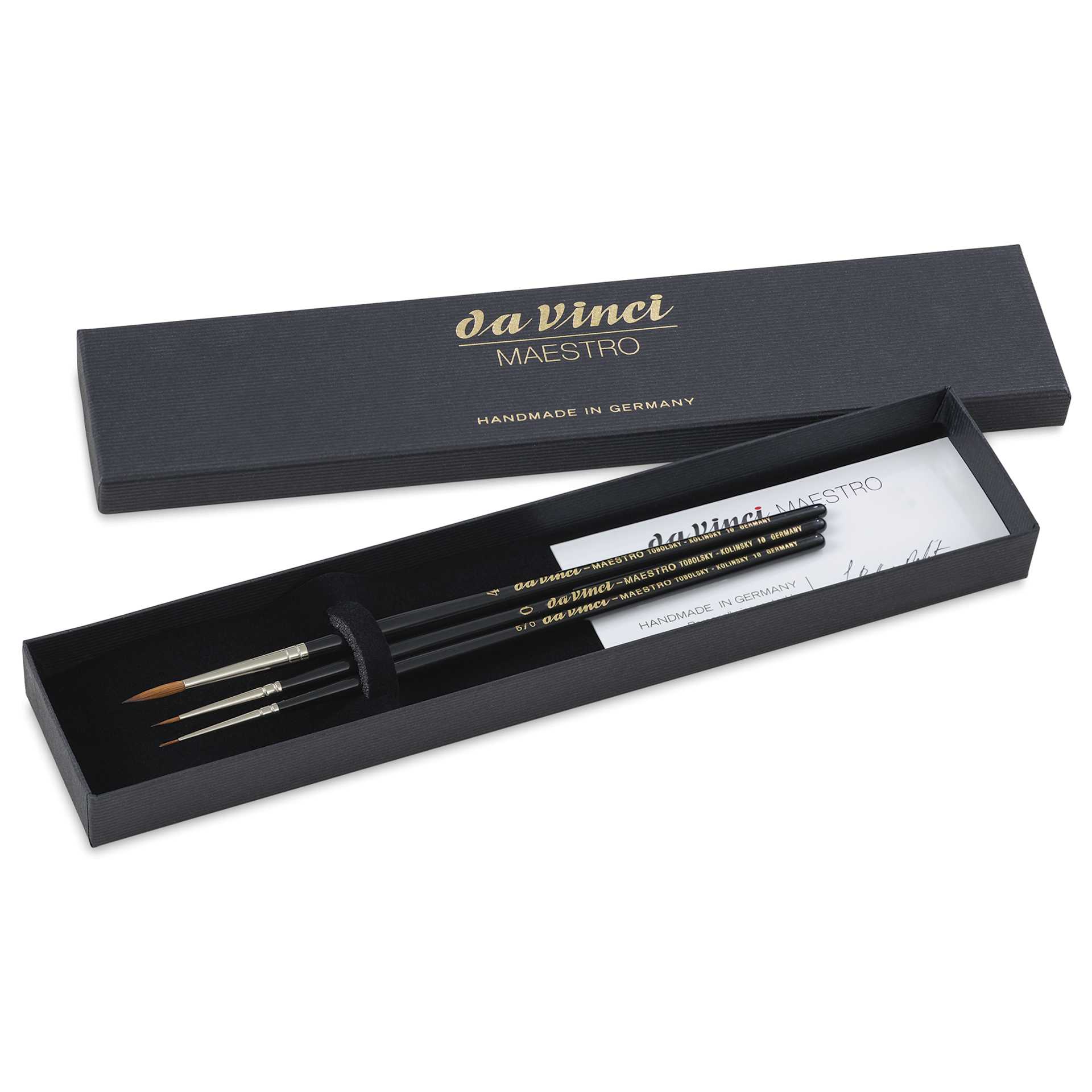 Da Vinci Maestro Kolinsky Brushes - Box Set of 3, Series 10 Round, Short Handle