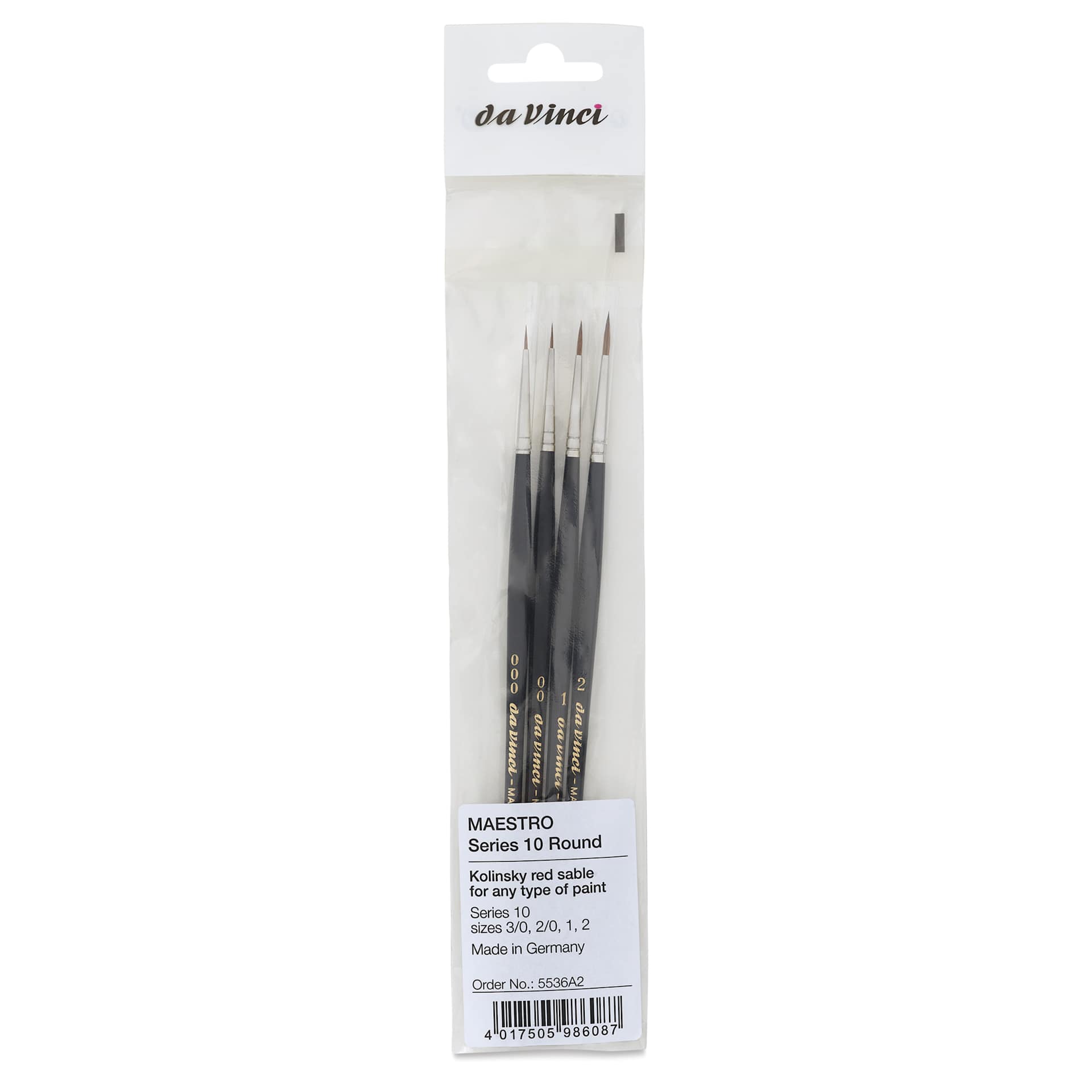 Da Vinci Maestro Kolinsky Brushes - 10 Round, Set of 4, front of the packaging