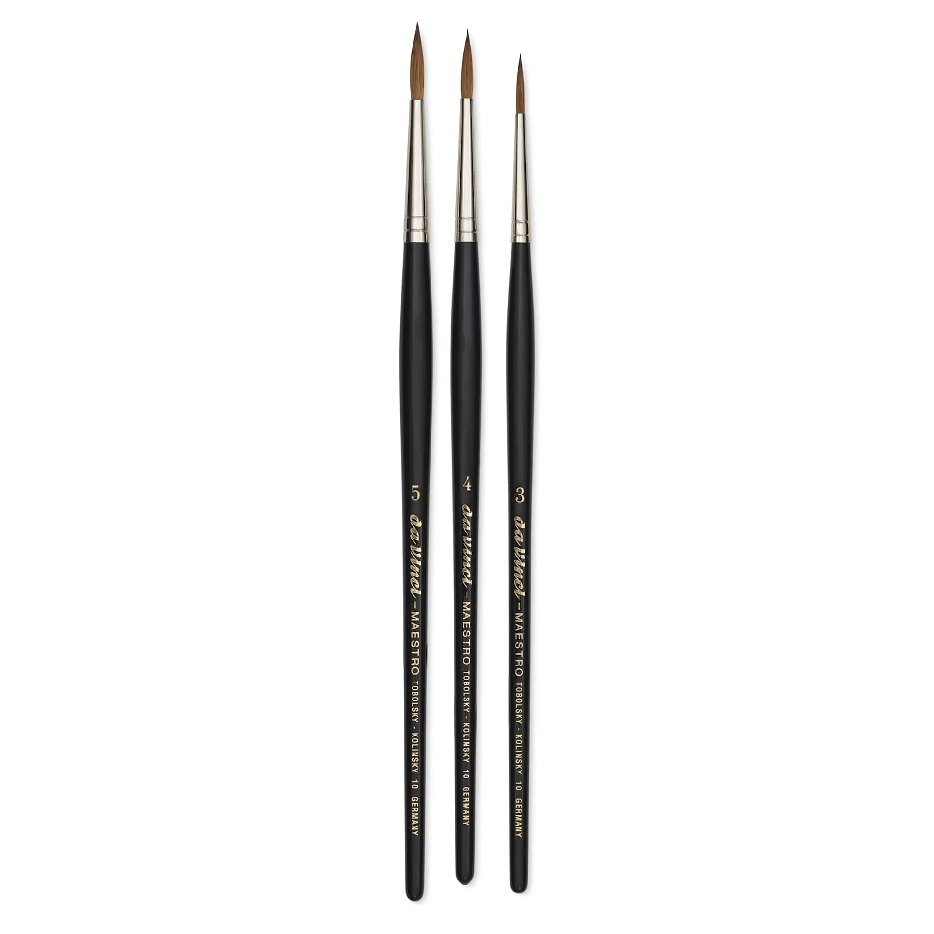 Da Vinci Maestro Kolinsky Brushes - Set of 3, Series 10 Round, Short Handle