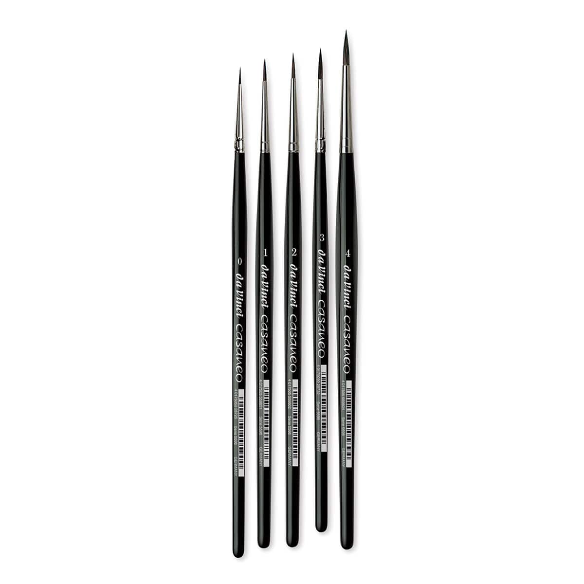 Da Vinci Casaneo Synthetic Squirrel Watercolor Brushes - Rounds, Set of 5, Short Handle