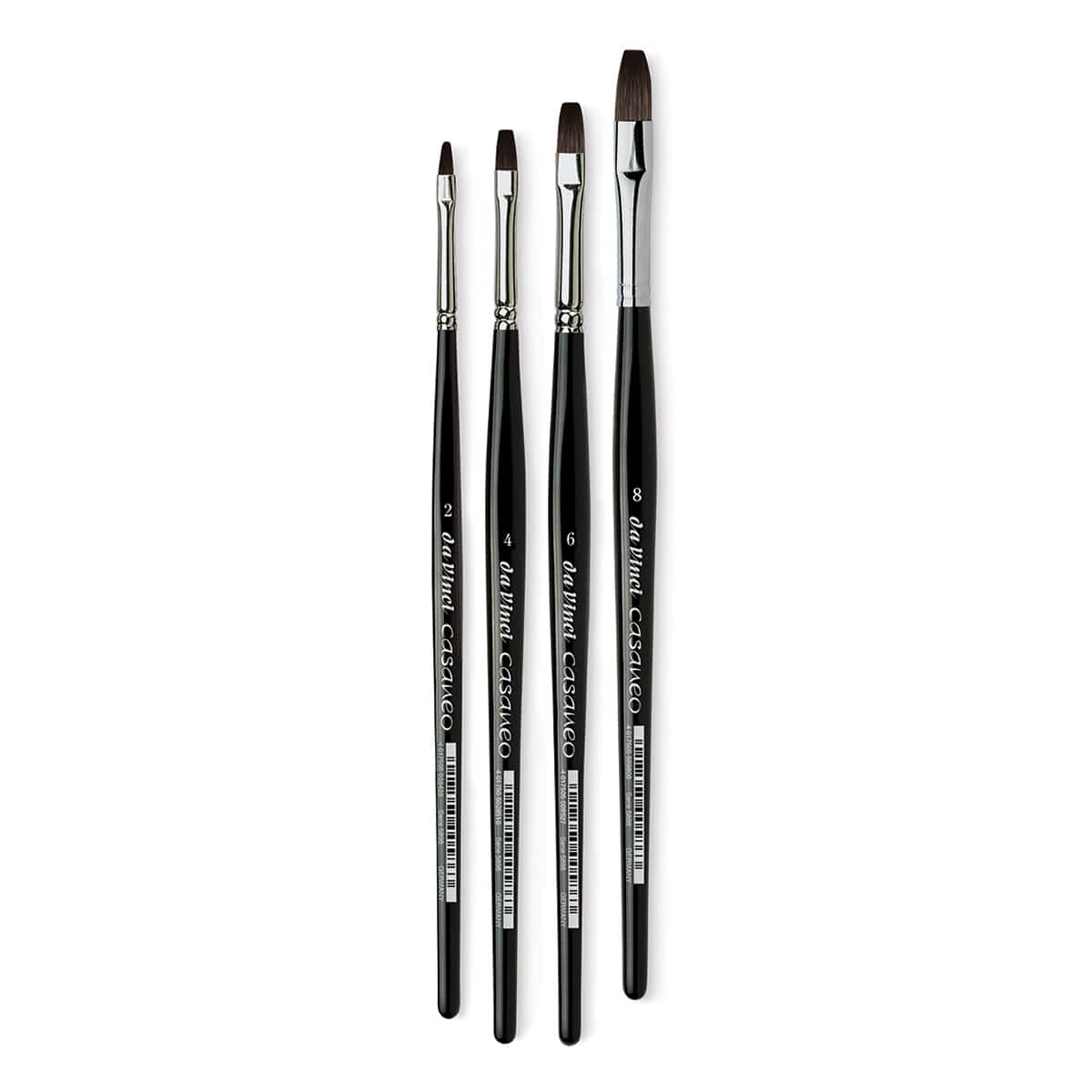 Da Vinci Casaneo Synthetic Squirrel Watercolor Brush - Flats, Set of 4, Short Handle