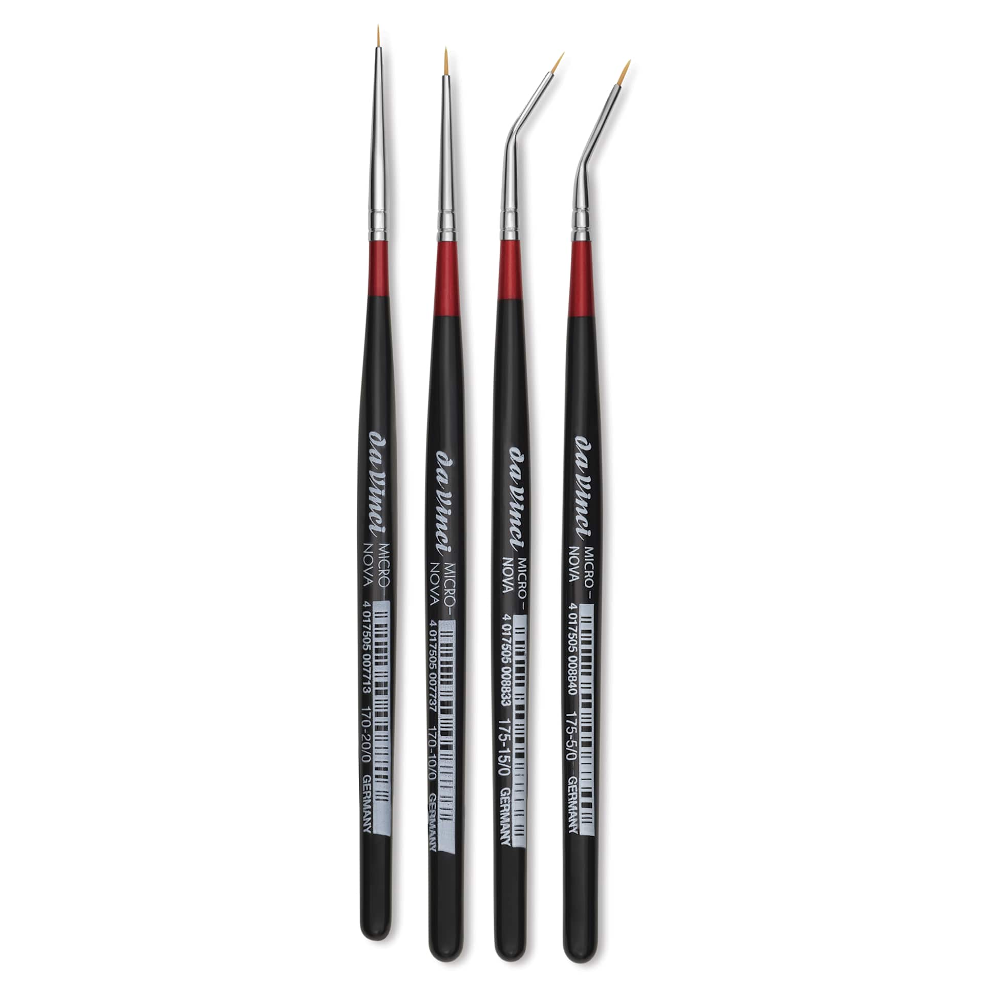 Da Vinci Micro Nova Synthetic Brushes - Assorted Round, Set of 4, laid out