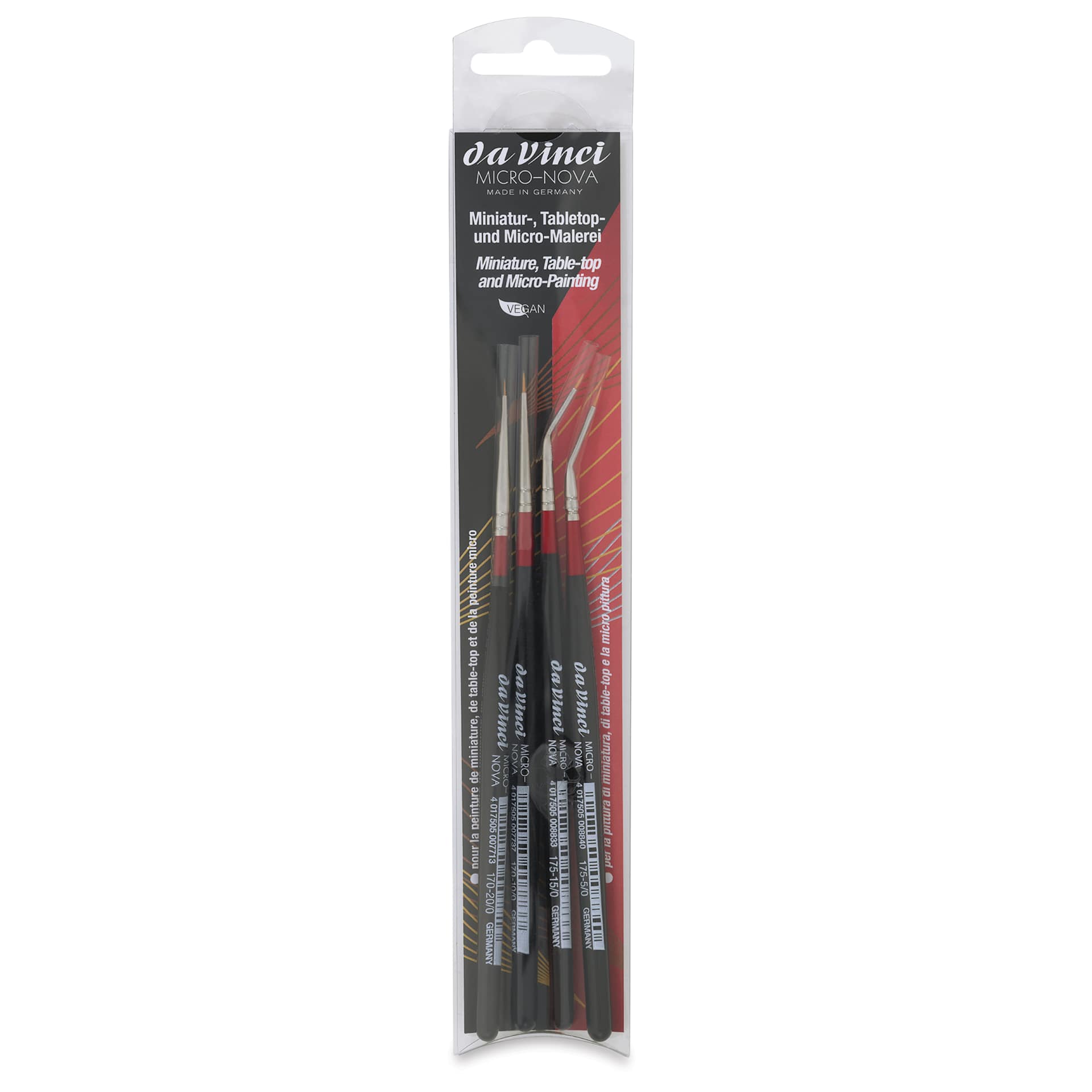Da Vinci Micro Nova Synthetic Brushes - Assorted Round, Set of 4, front of the packaging