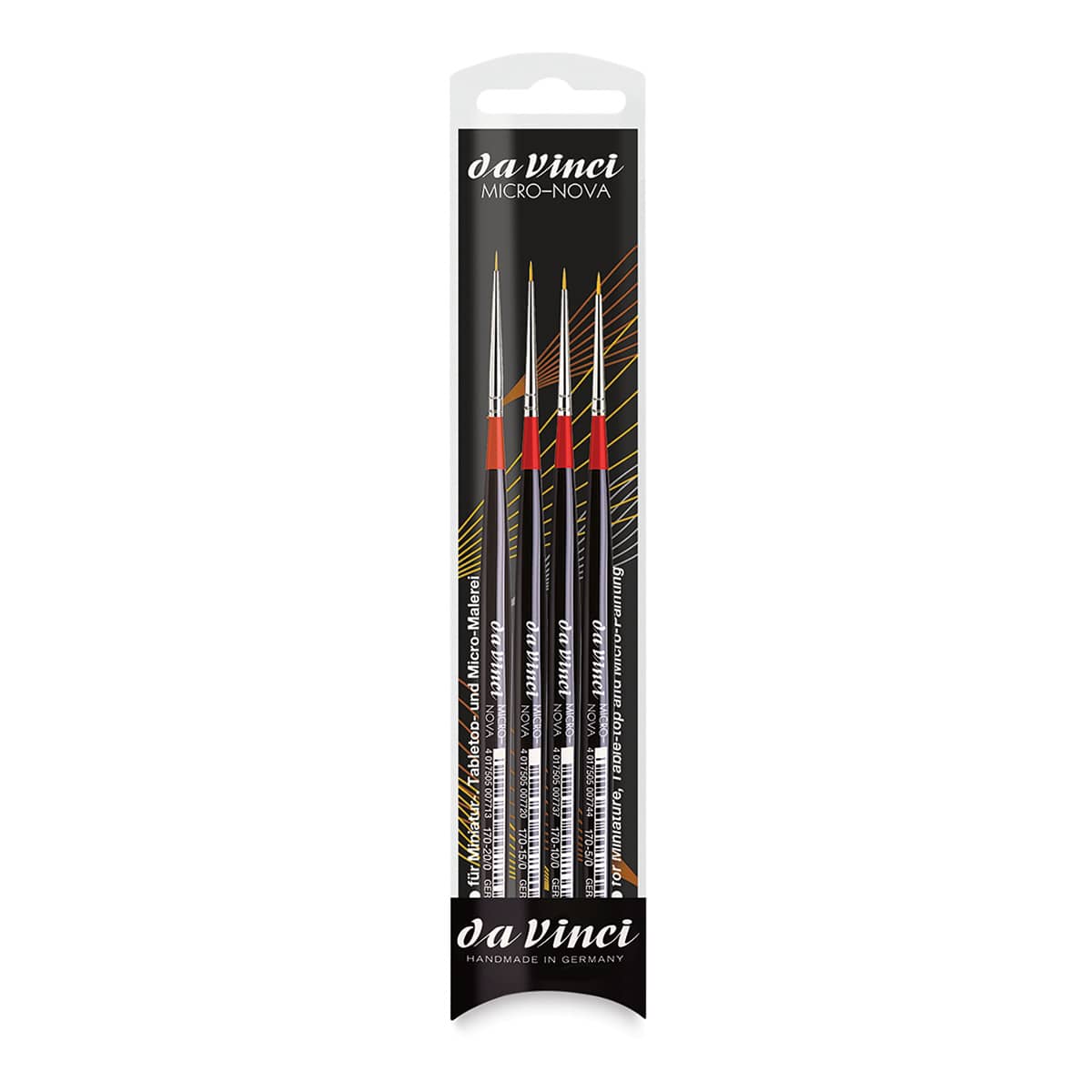 Da Vinci Micro Nova Synthetic Brushes - Round, Set of 4, front of the packaging