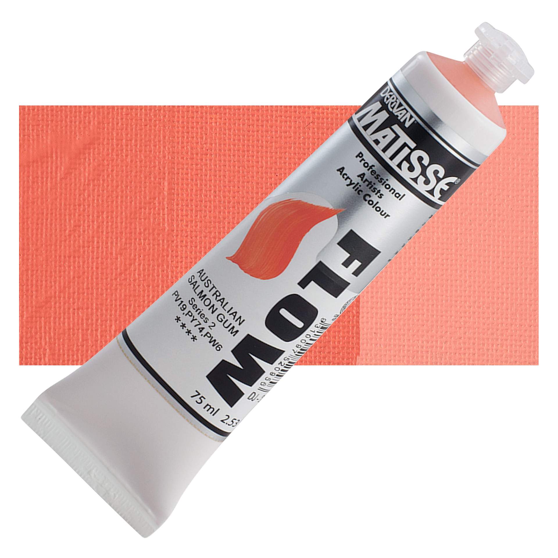 Matisse Flow Acrylic Paint - Australian Salmon Gum, 75 ml tube and swatch