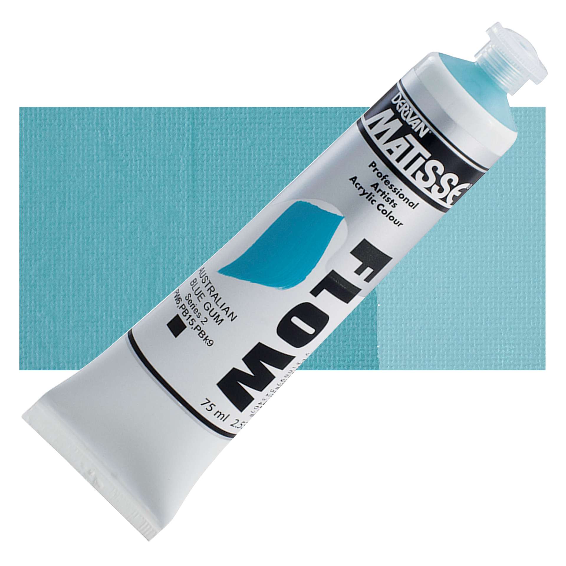 Matisse Flow Acrylic Paint - Aqua Green Light, 75 ml tube and swatch