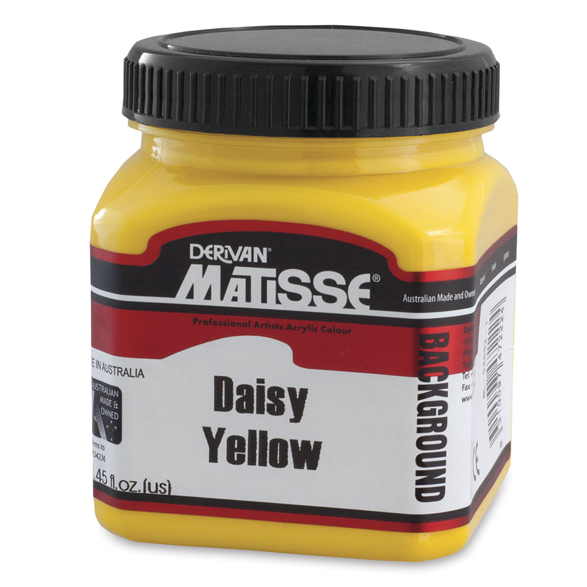 Matisse Background Colors Acrylic Paint - Front of 250 ml Jar of Daisy Yellow