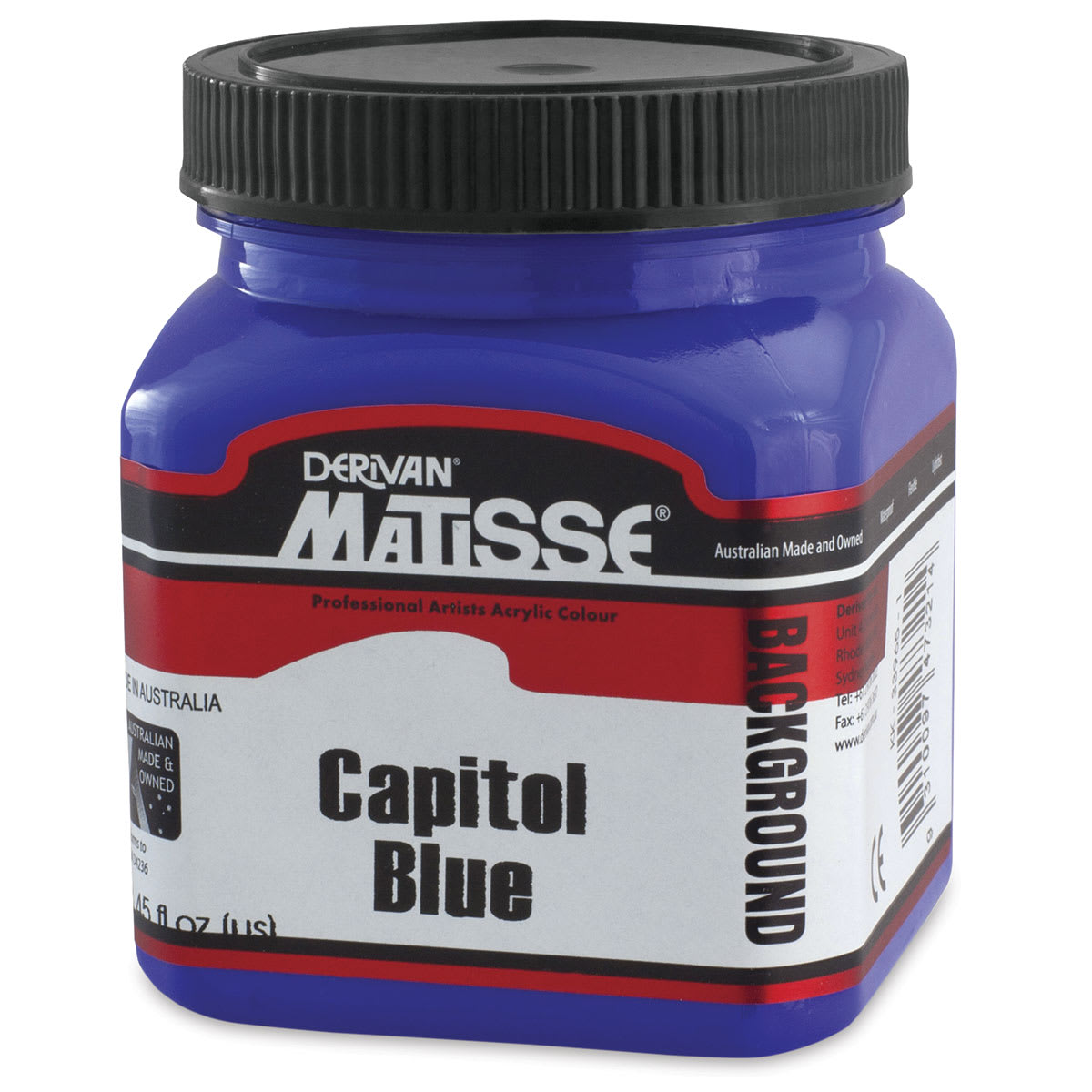 Matisse Background Colors Acrylic Paint - Front of 250 ml Jar of Capitol Blue