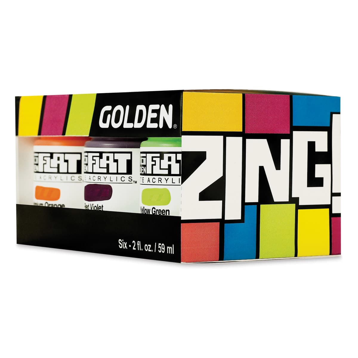 Golden SoFlat Matte Acrylic Paint - Zing, Set of 6, 59 ml, Jar