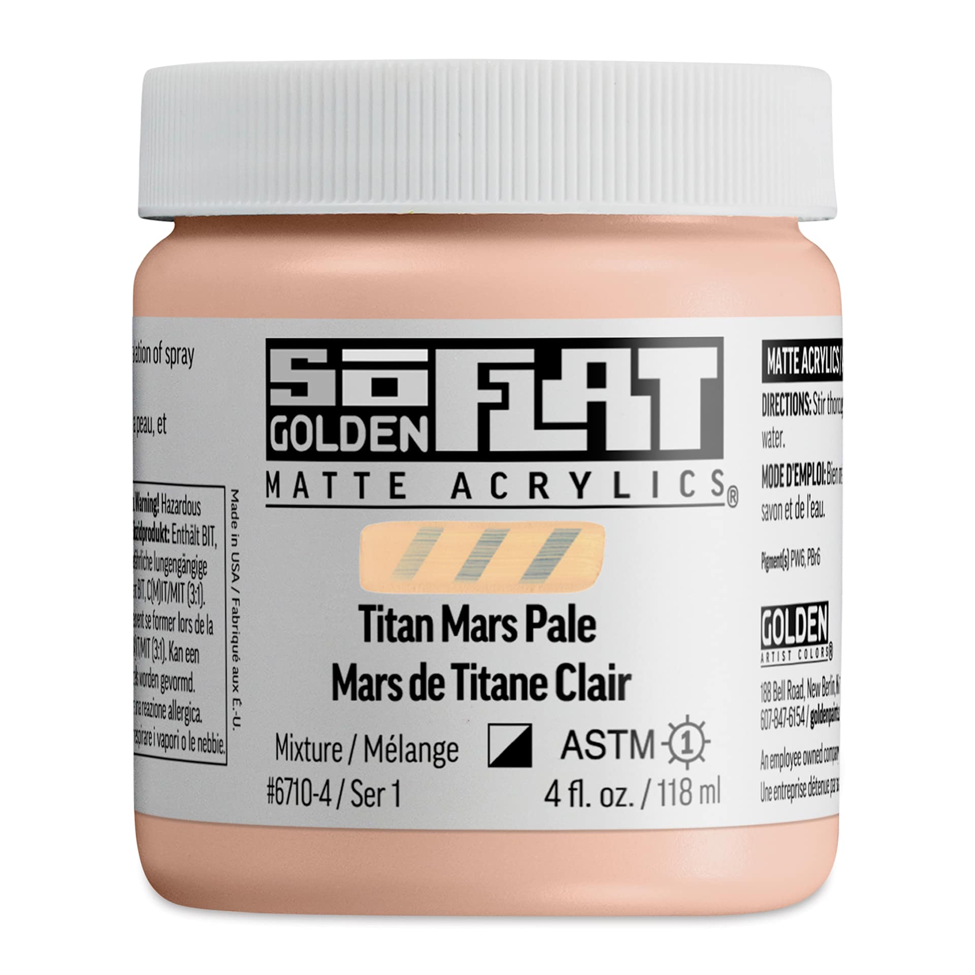 Golden SoFlat Matte Acrylic Paint - Titan Mars Pale, 118 ml, Jar