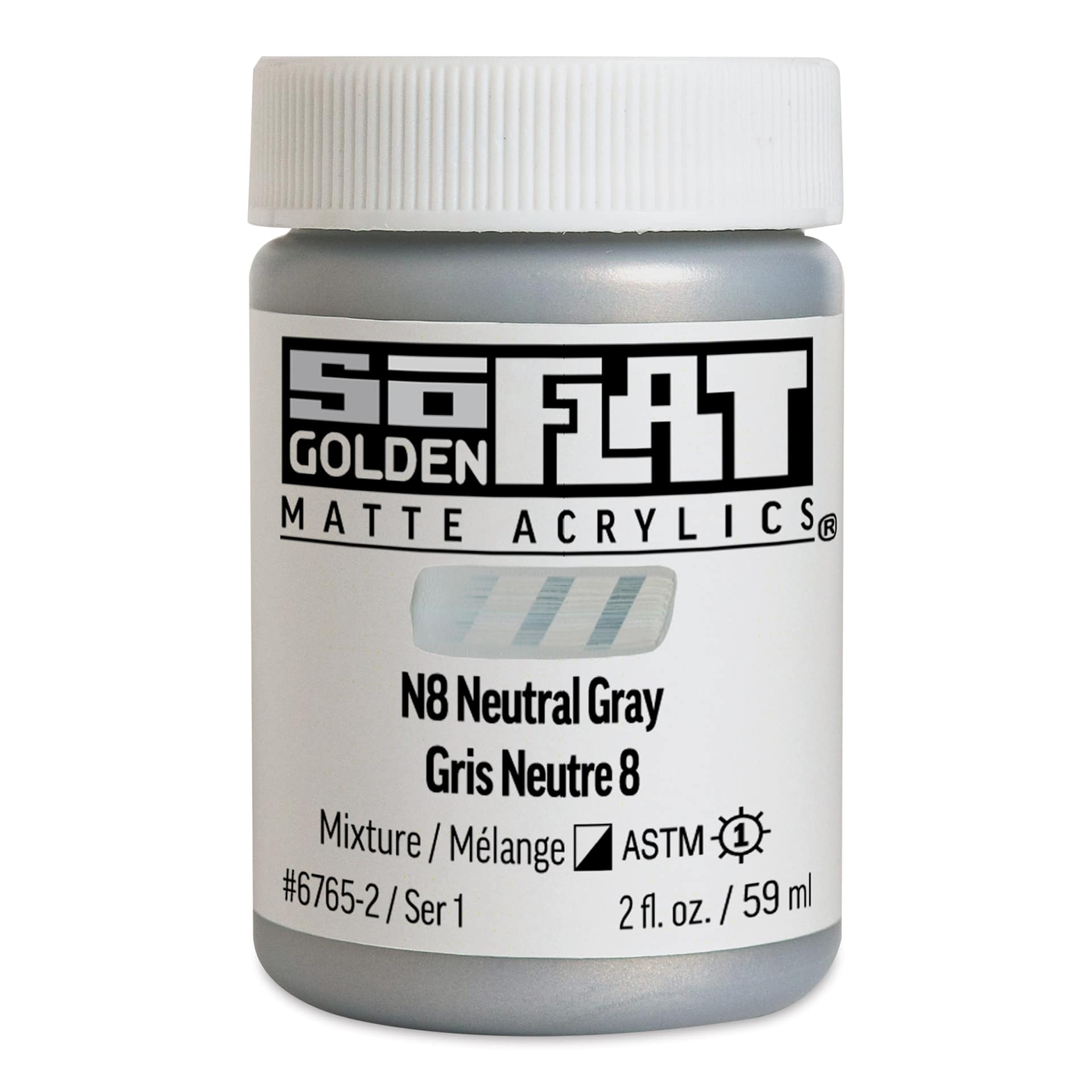 Golden SoFlat Matte Acrylic Paint - N8 Neutral Gray, 59 ml, Jar