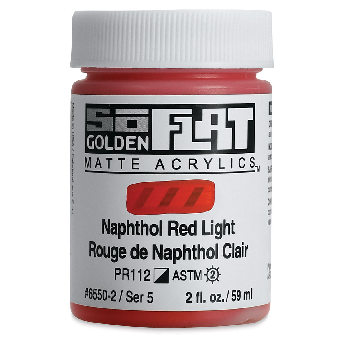 Golden SoFlat Matte Acrylic Paint - Naphthol Red Light, 59 ml, Jar
