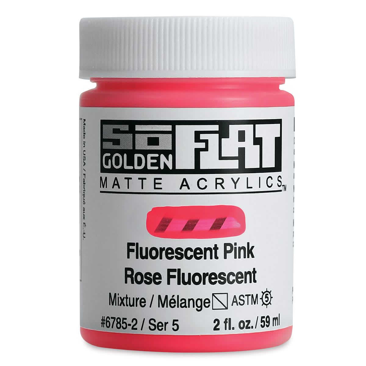 Golden SoFlat Matte Acrylic Paint - Fluorescent Pink, 59 ml, Jar