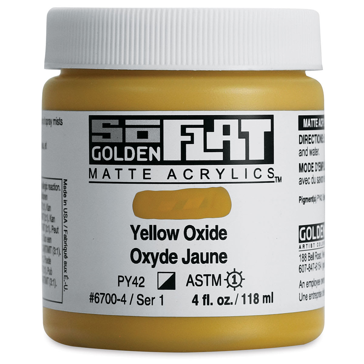 Golden SoFlat Matte Acrylic Paint - Yellow Oxide, 118 ml, Jar