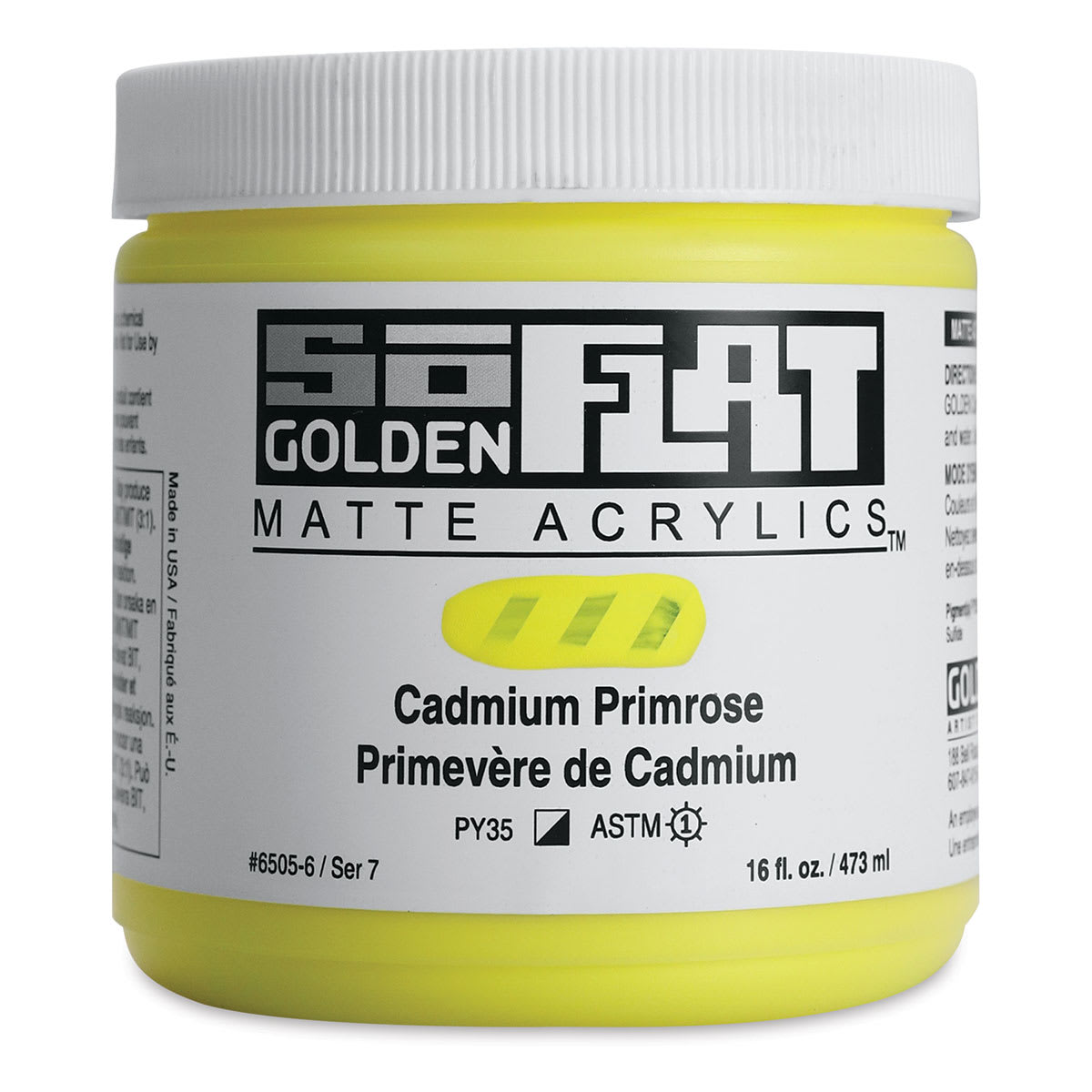 Golden SoFlat Matte Acrylic Paint - Cadmium Primrose, 473 ml, Jar