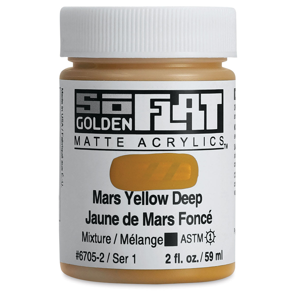 Golden SoFlat Matte Acrylic Paint - Mars Yellow Deep, 59 ml, Jar