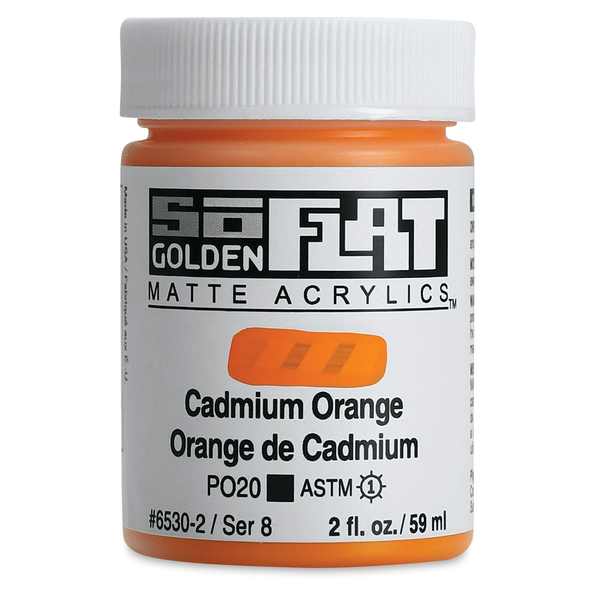 Golden SoFlat Matte Acrylic Paint - Cadmium Orange, 59 ml, Jar