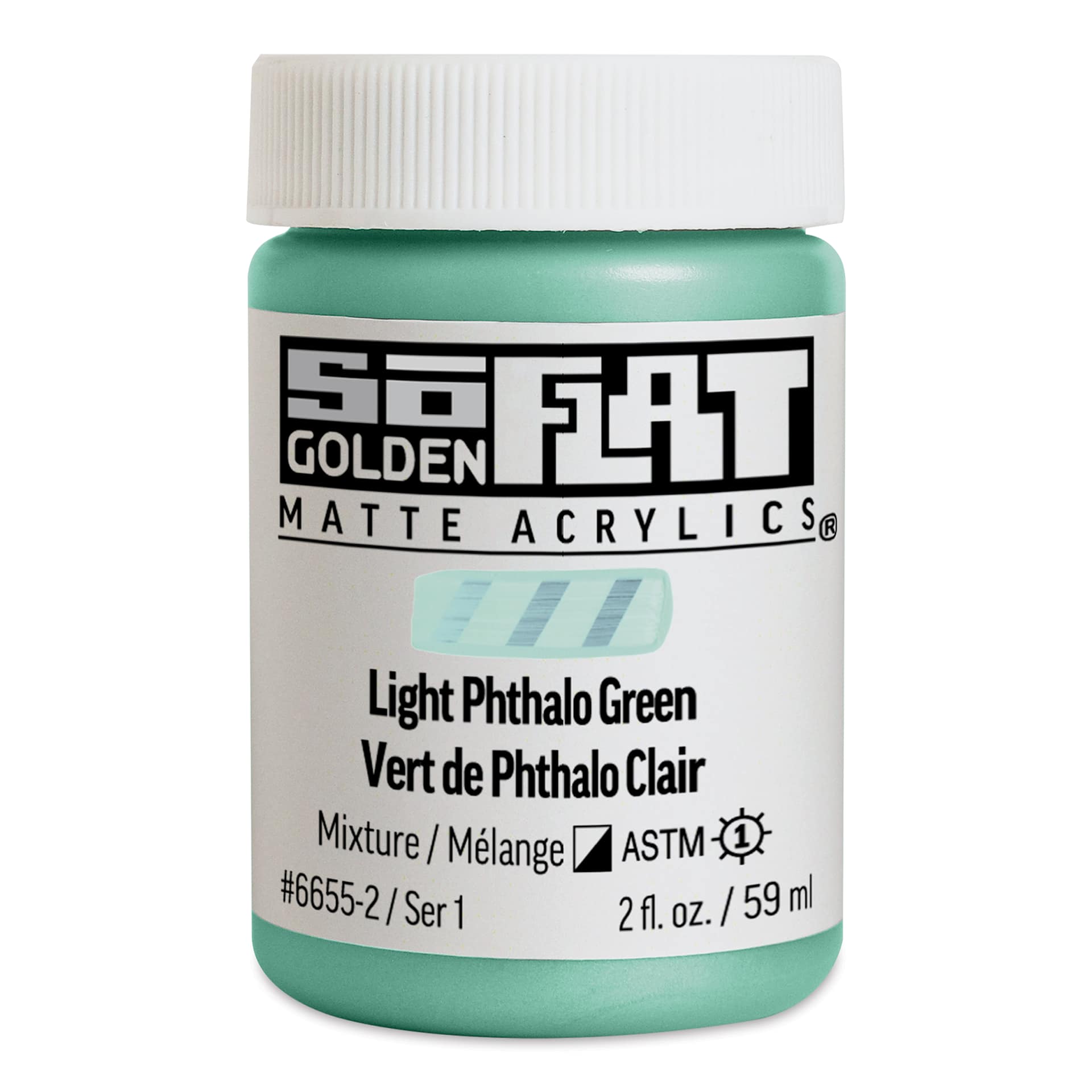 Golden SoFlat Matte Acrylic Paint - Light Phthalo Green, 59 ml, Jar