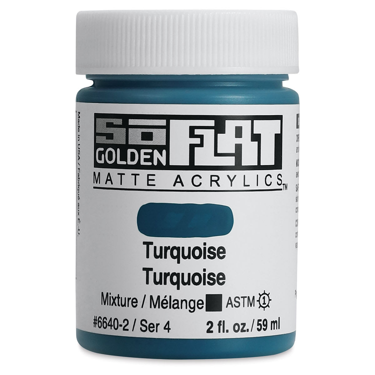 Golden SoFlat Matte Acrylic Paint - Turquoise, 59 ml, Jar