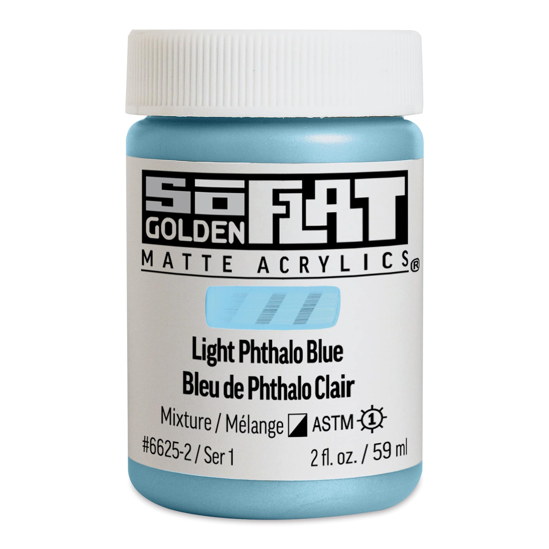 Golden SoFlat Matte Acrylic Paint - Light Phthalo Blue, 59 ml, Jar