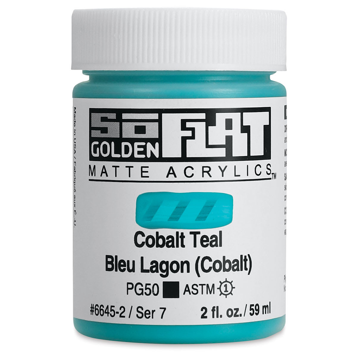 Golden SoFlat Matte Acrylic Paint - Cobalt Teal, 59 ml, Jar