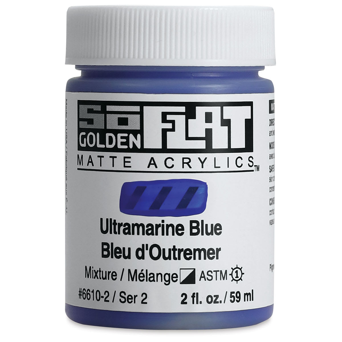 Golden SoFlat Matte Acrylic Paint - Ultramarine Blue, 59 ml, Jar