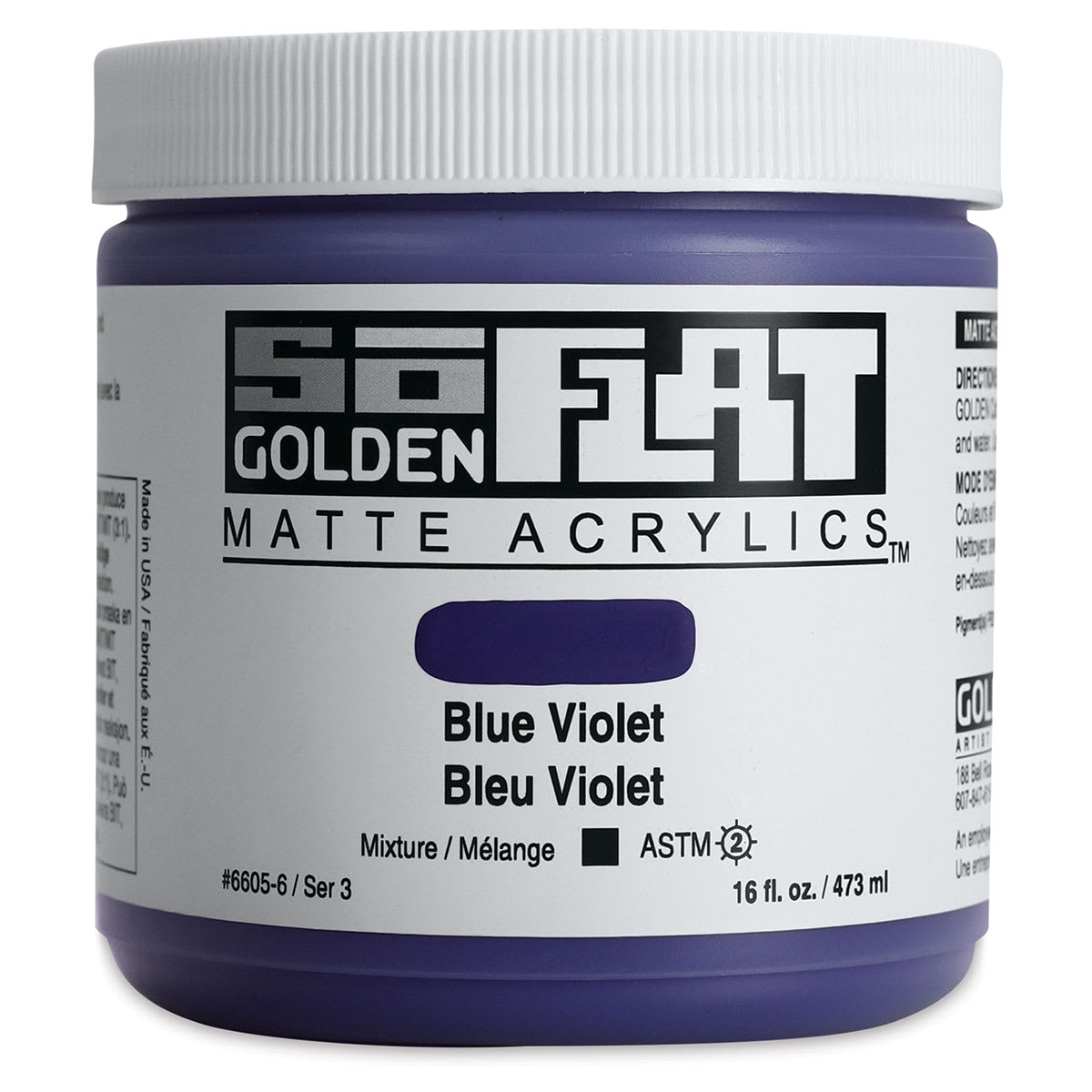 Golden SoFlat Matte Acrylic Paint - Blue Violet, 473 ml, Jar