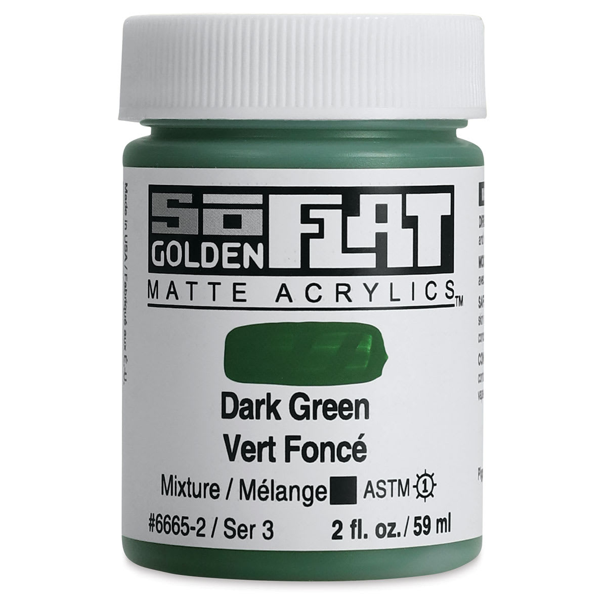Golden SoFlat Matte Acrylic Paint - Dark Green, 59 ml, Jar