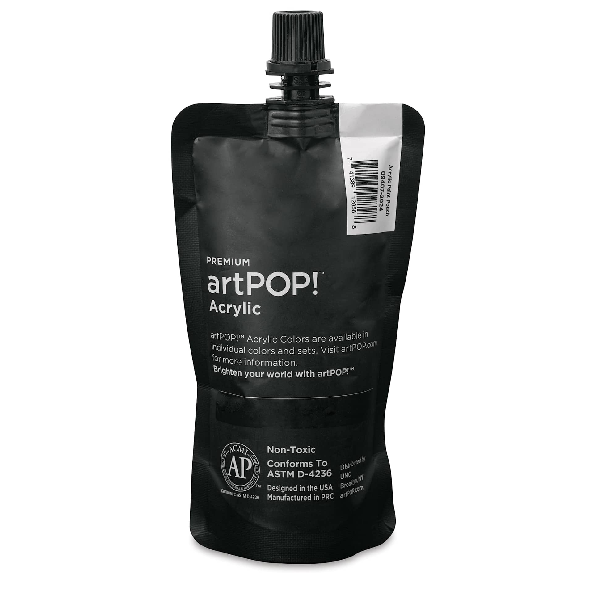 artPOP! Heavy Body Acrylic Paint - Carbon Black, 120 ml Pouch (Back of pouch)