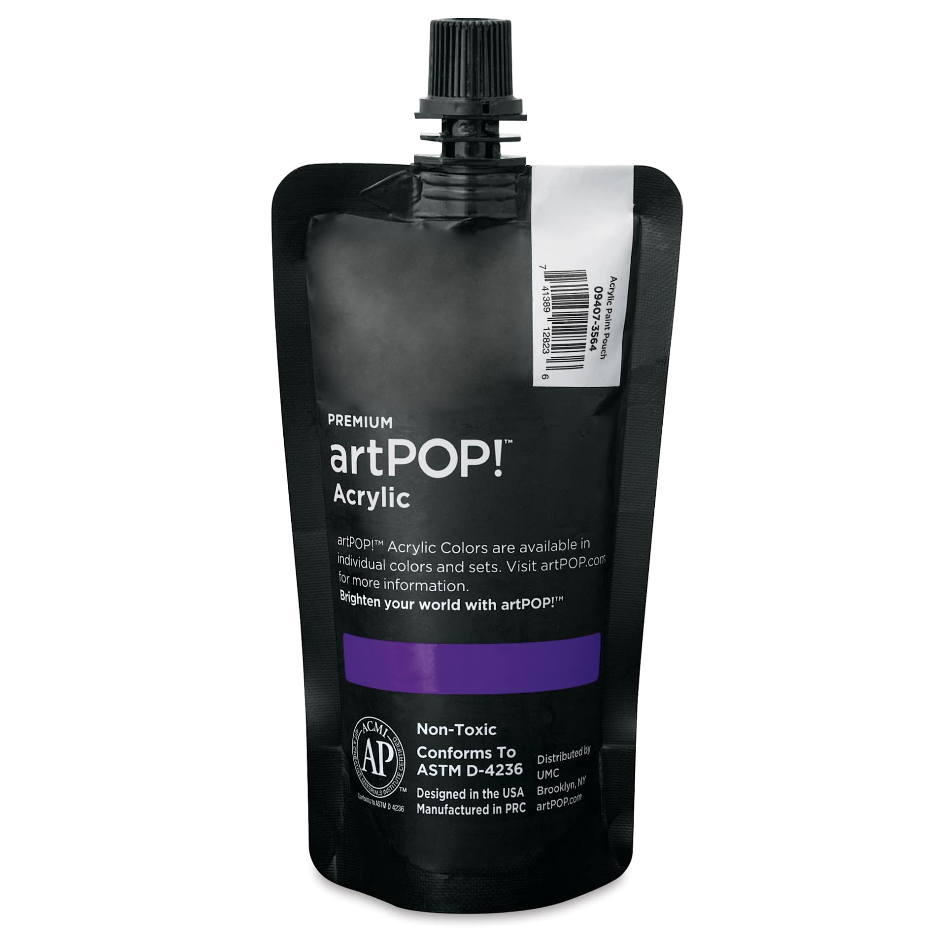 artPOP! Heavy Body Acrylic Paint - Medium Purple, 120 ml Pouch (Back of pouch)
