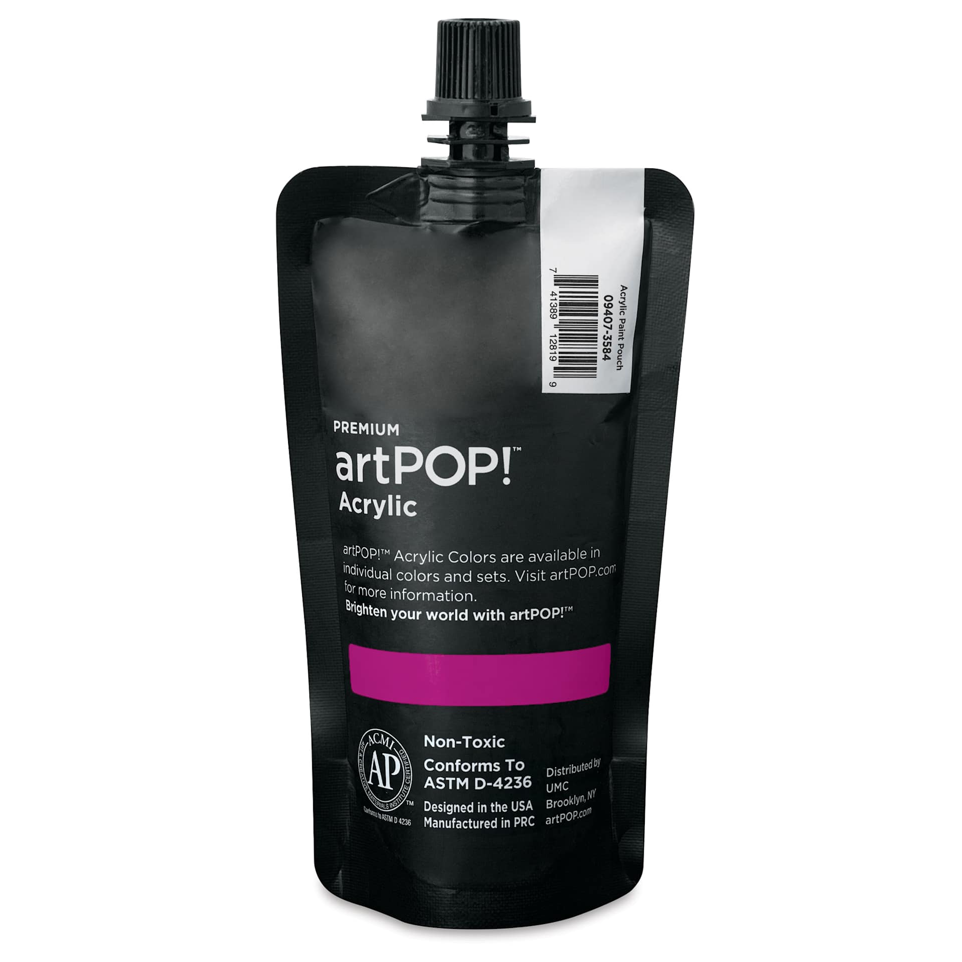 artPOP! Heavy Body Acrylic Paint - Magenta, 120 ml Pouch (Back of pouch)