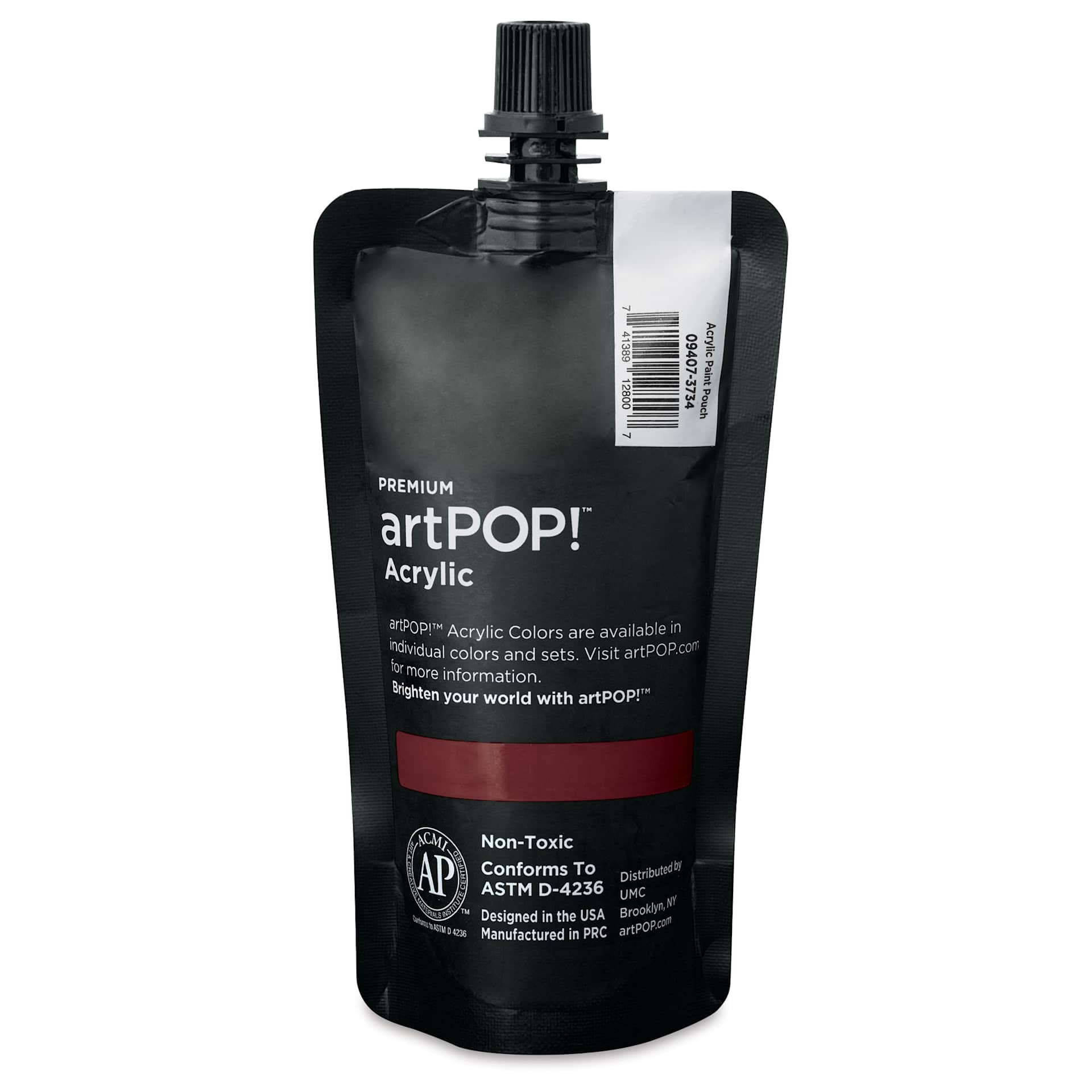artPOP! Heavy Body Acrylic Paint - Deep Red, 120 ml Pouch (Back of pouch)