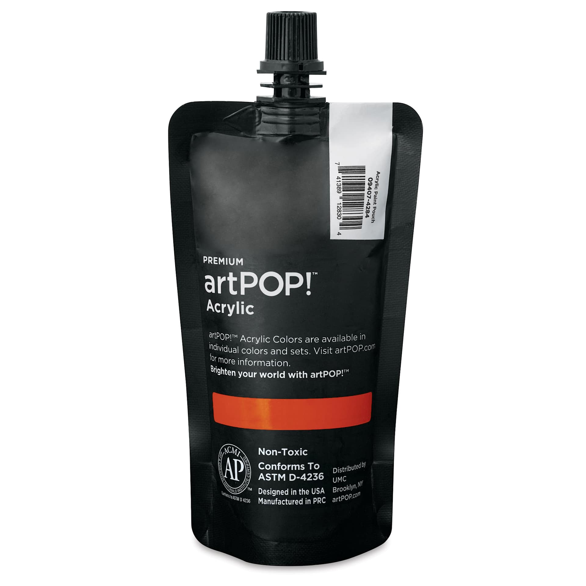artPOP! Heavy Body Acrylic Paint - Orange Yellow, 120 ml Pouch (Back of pouch)