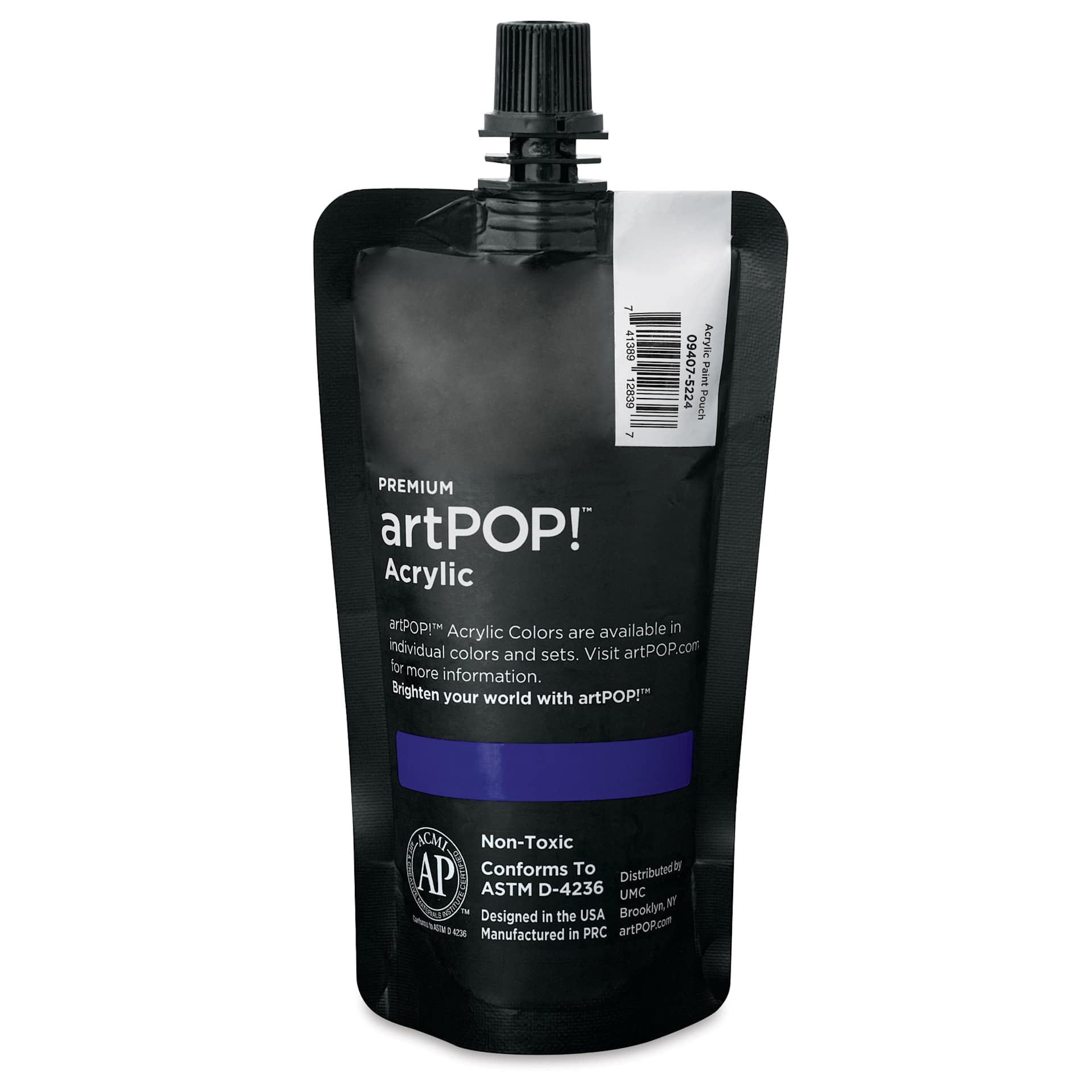 artPOP! Heavy Body Acrylic Paint - Prussian Blue, 120 ml Pouch (Back of pouch)