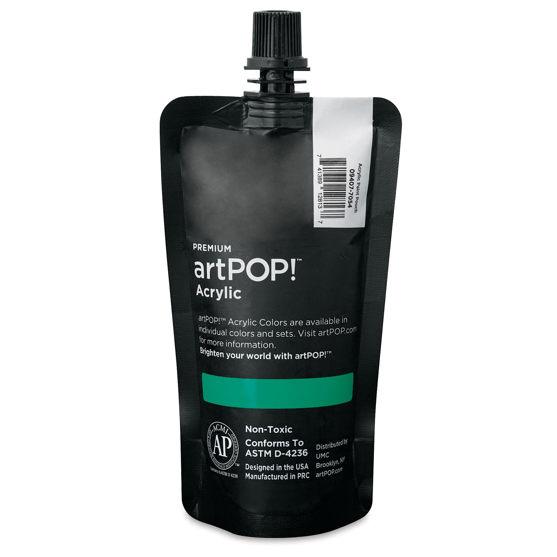 artPOP! Heavy Body Acrylic Paint - Emerald Green, 120 ml Pouch (Back of pouch)
