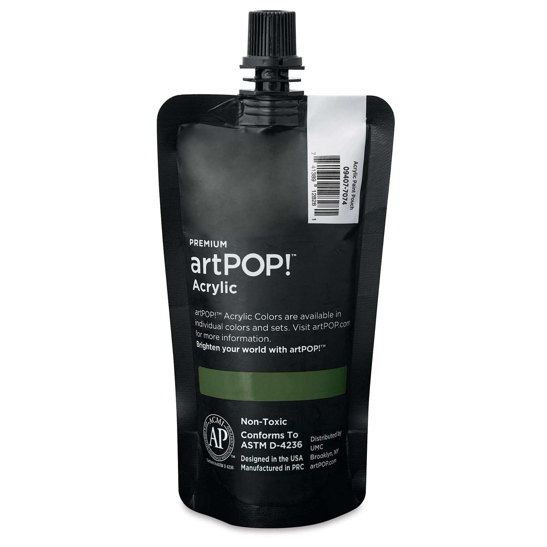 artPOP! Heavy Body Acrylic Paint - Olive Green, 120 ml Pouch (Back of pouch)