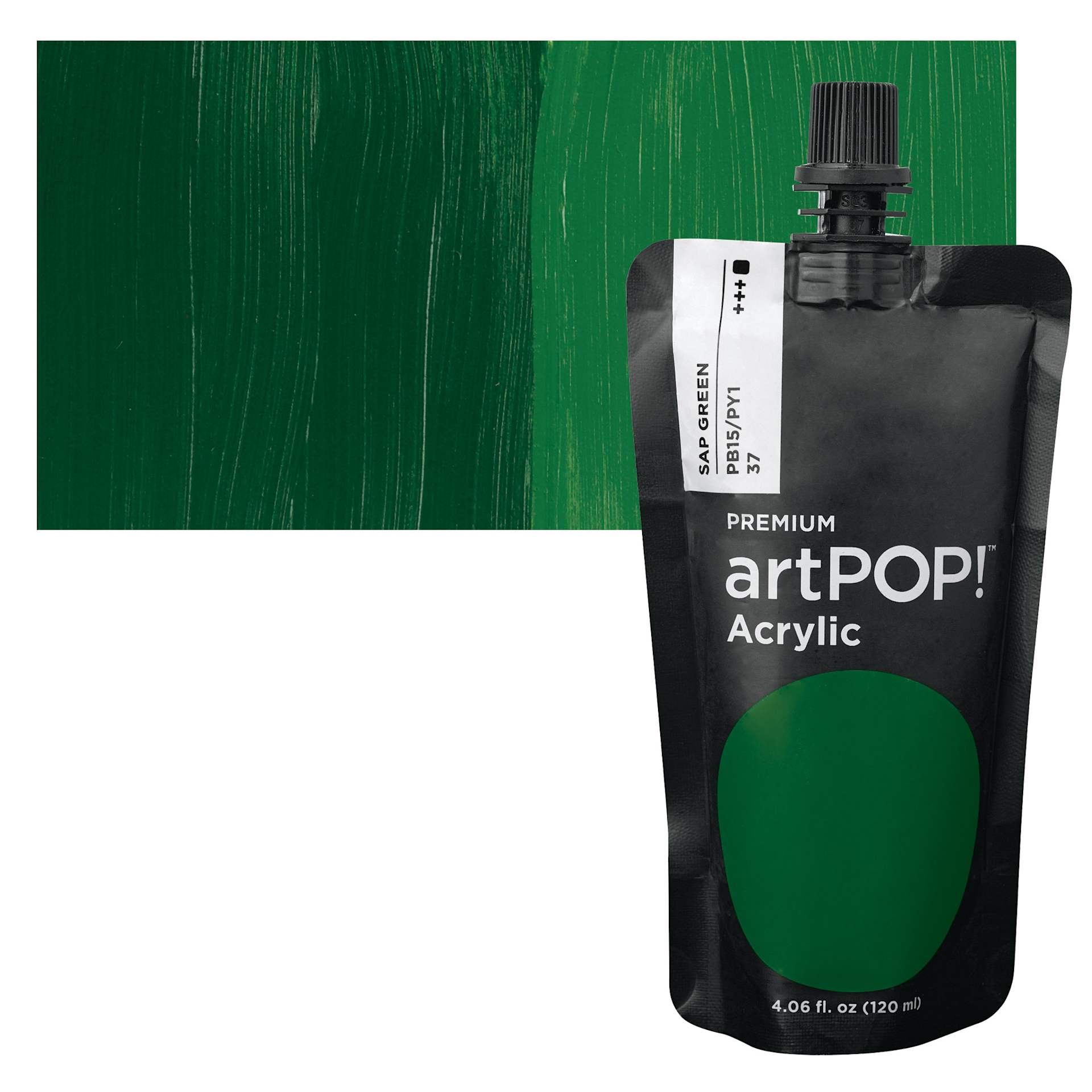 artPOP! Heavy Body Acrylic Paint - Sap Green, 120 ml Pouch and swatch