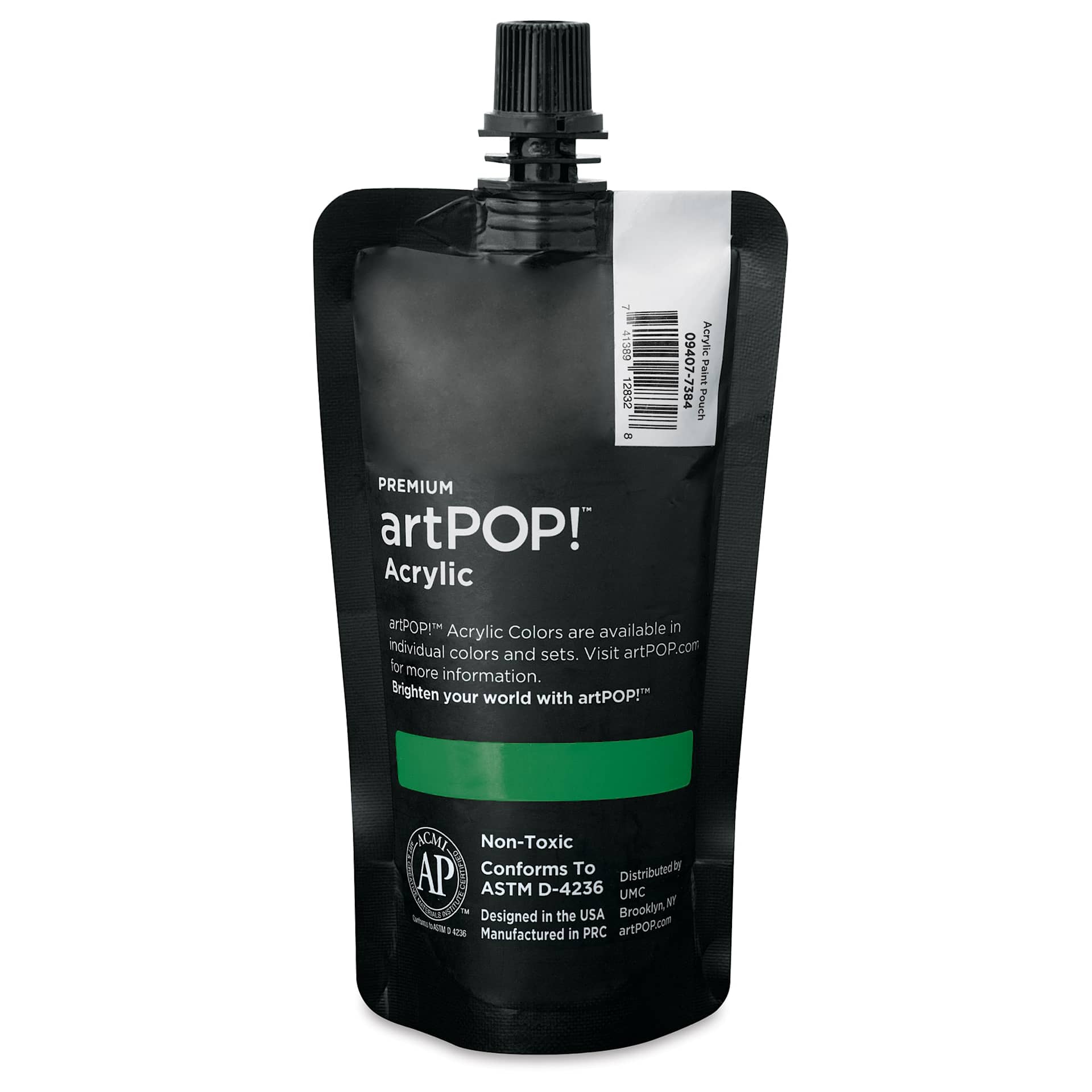 artPOP! Heavy Body Acrylic Paint - Brilliant Green, 120 ml Pouch (Back of pouch)