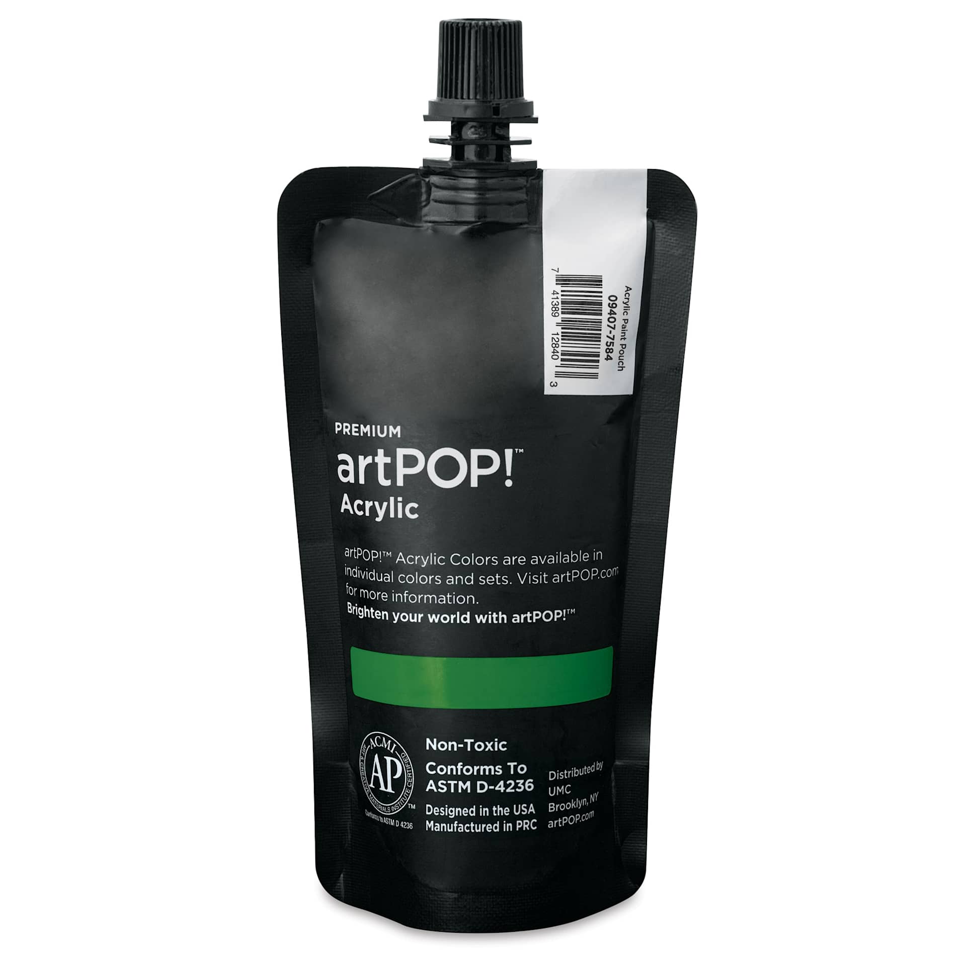 artPOP! Heavy Body Acrylic Paint - Prussian Green, 120 ml Pouch (Back of pouch)